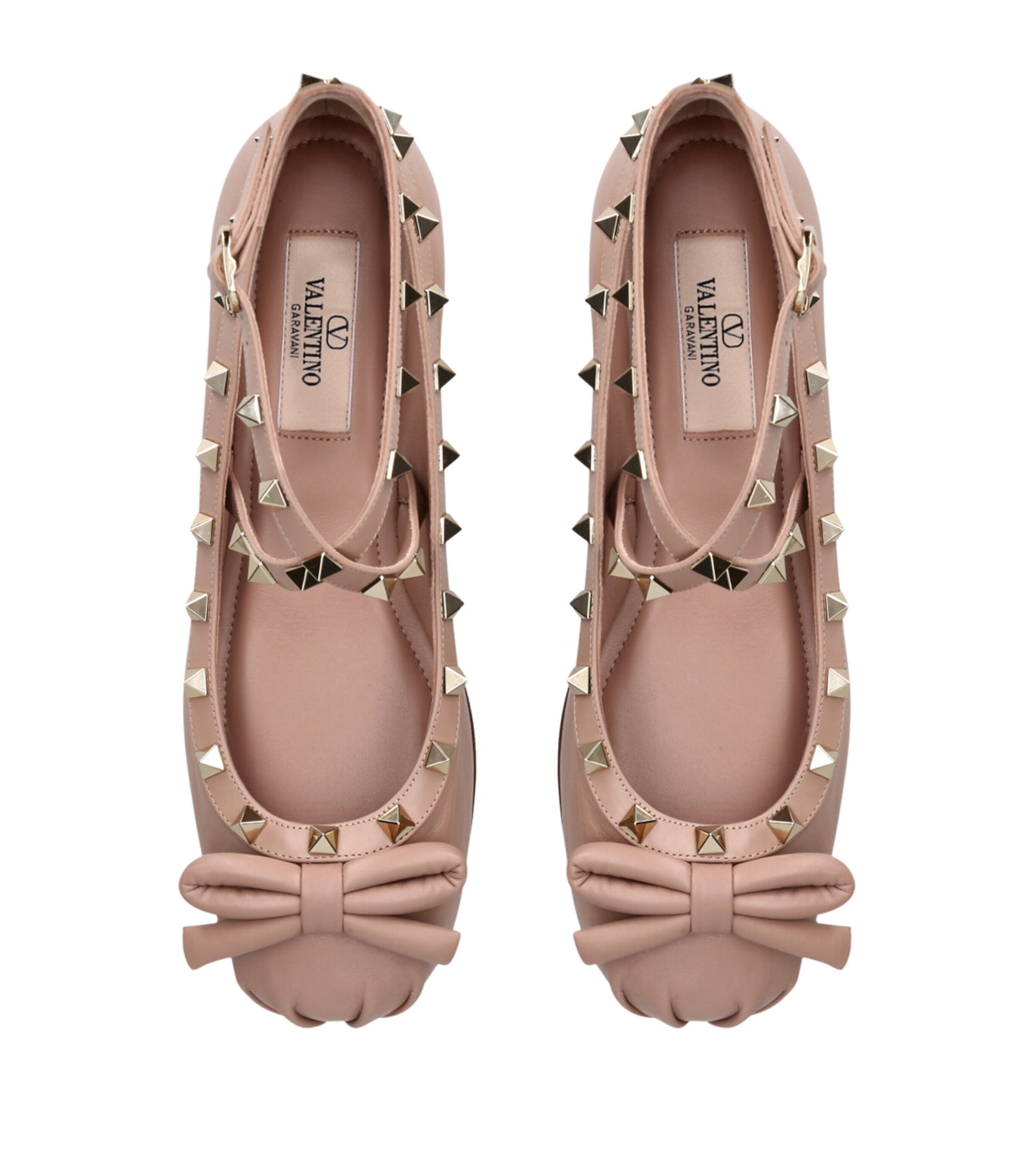 Valentino Garavani Leather Rockstud Ballet Flats Blush Image 3