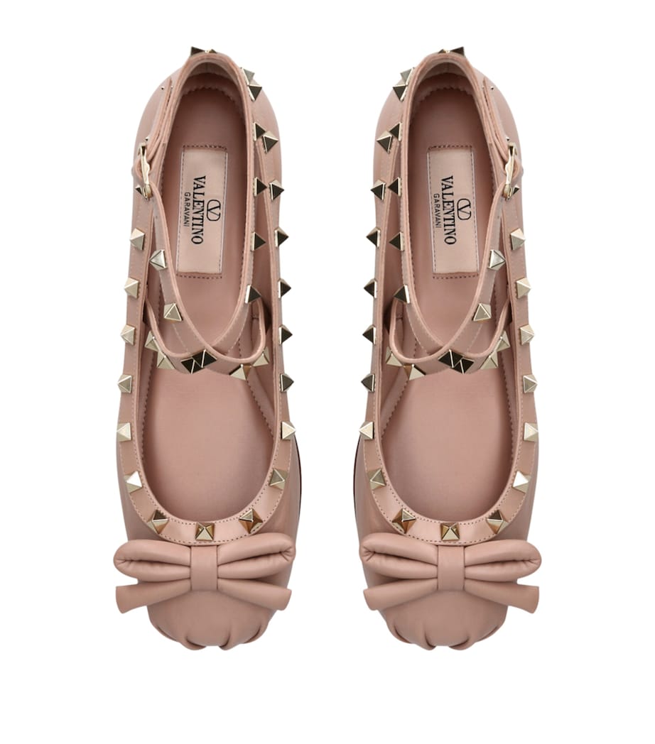 Valentino Garavani Leather Rockstud Ballet Flats Blush Image 3