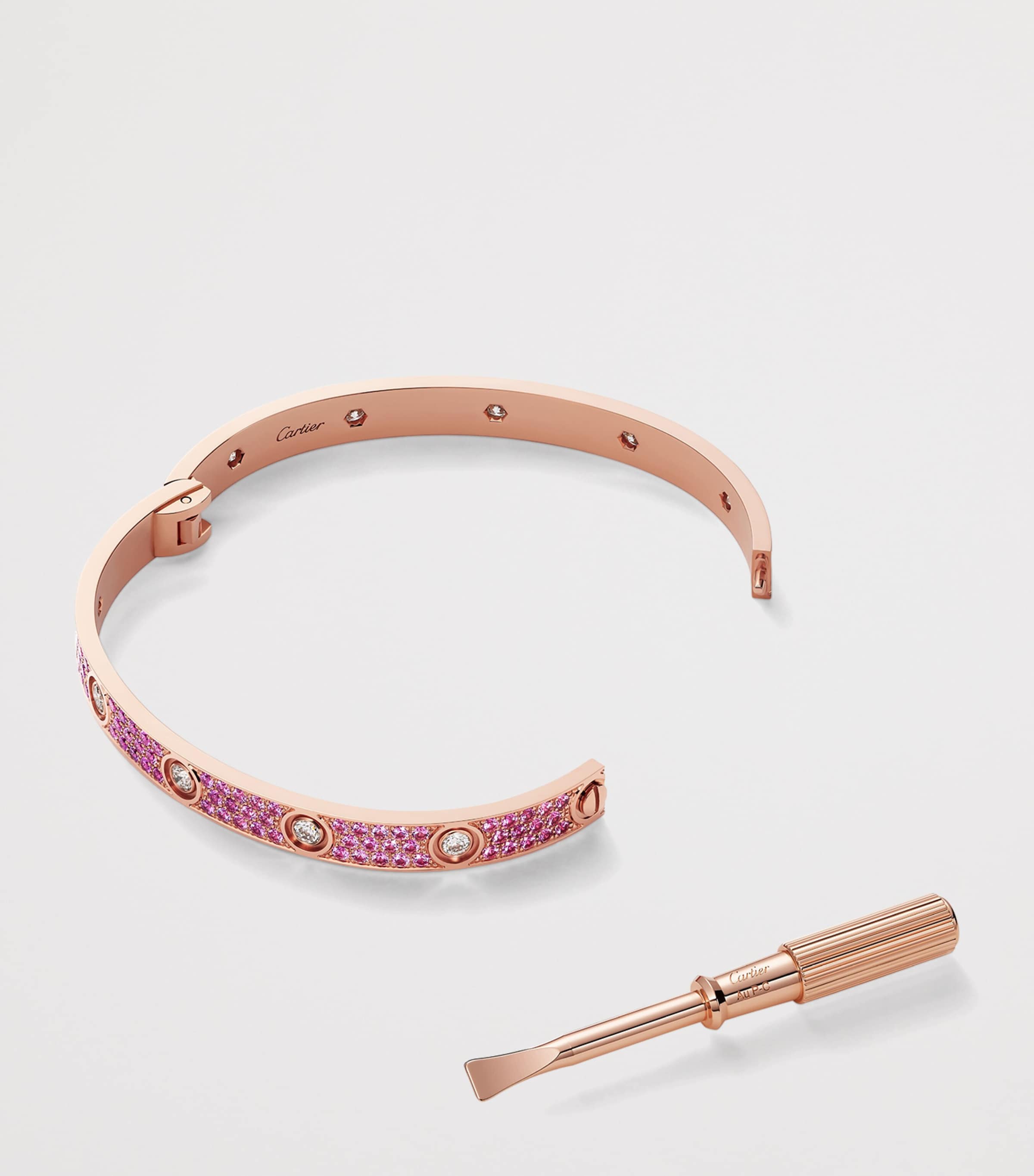 Cartier Rose Gold, Diamond and Sapphire Classic LOVE Bracelet Rose Gold Image 6