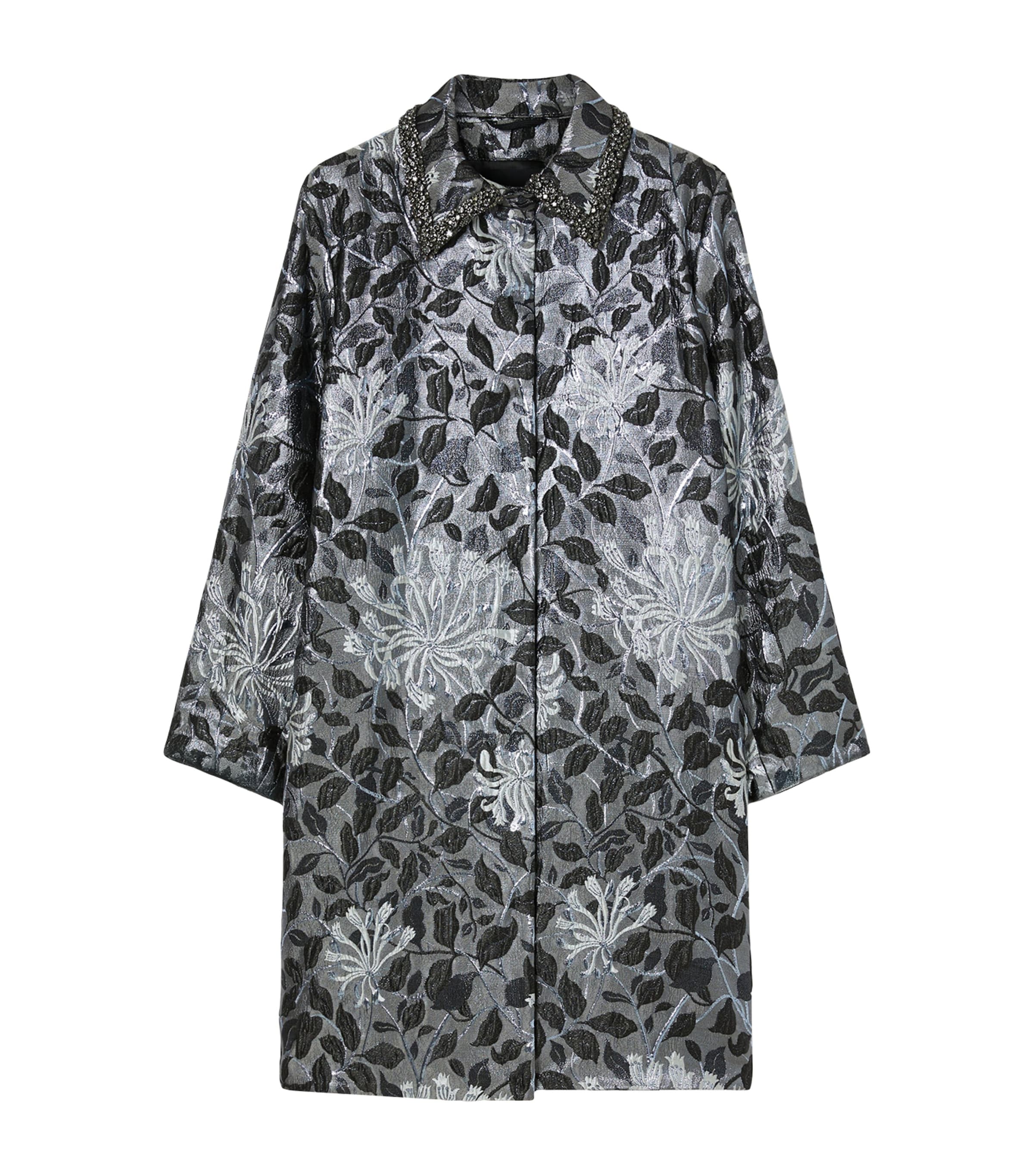 Marina Rinaldi Brocade Embellished Coat In Multi