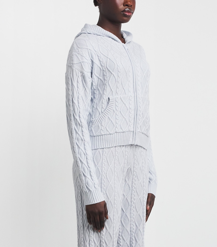 Cable-Knit Snow Bunny Zip-Up Hoodie ZEN BLUE Image 3