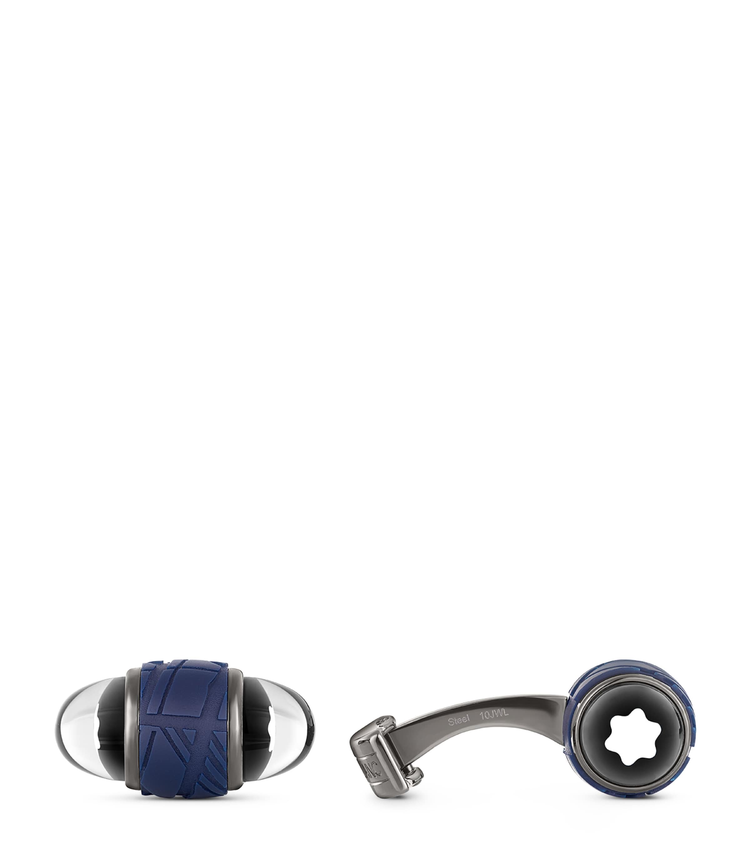 Montblanc Starwalker Cufflinks In Steel And Lacquer In Blue