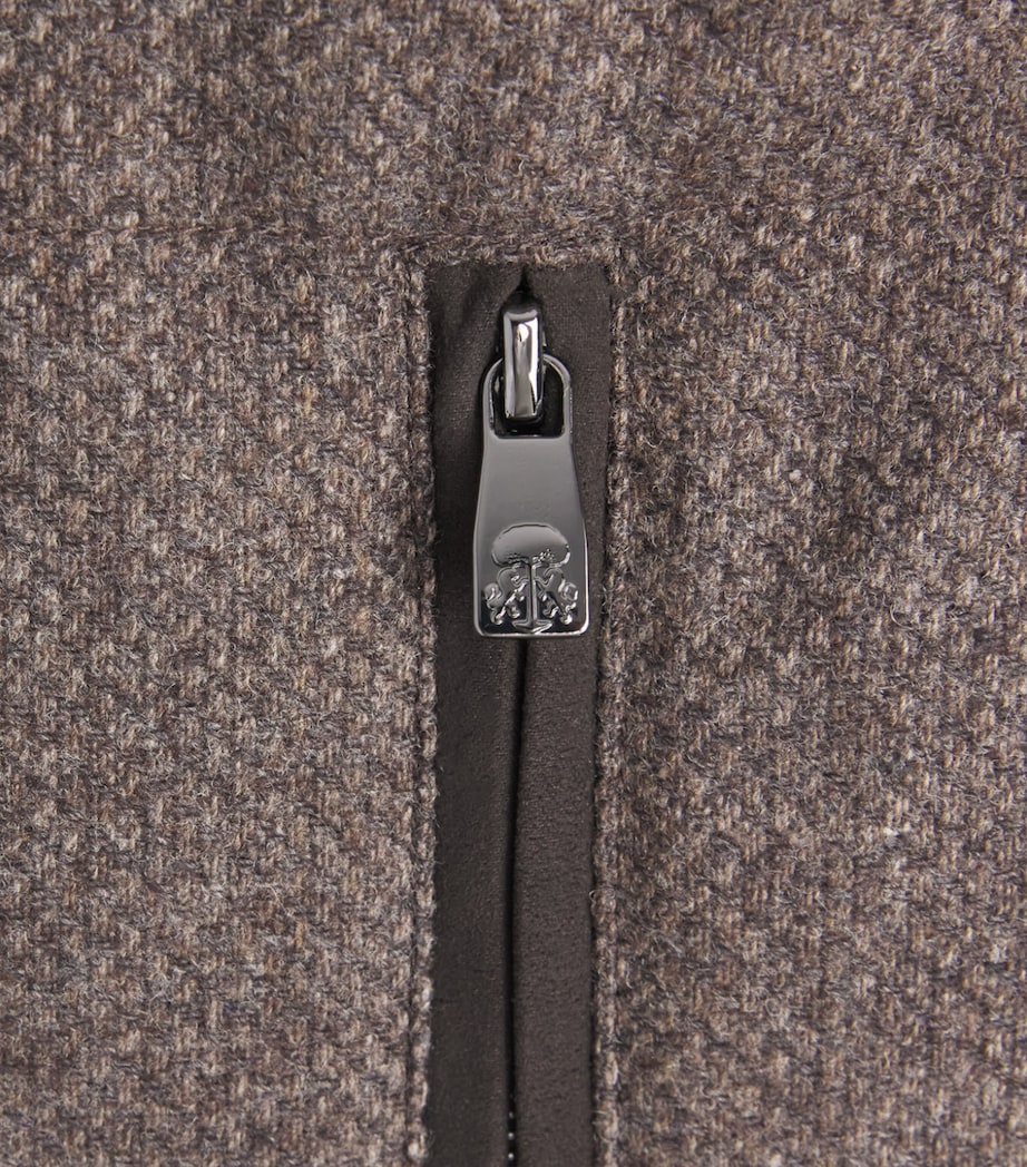 Corneliani Mens Wool-Cashmere Reversible Gilet Dark Brown Image 7
