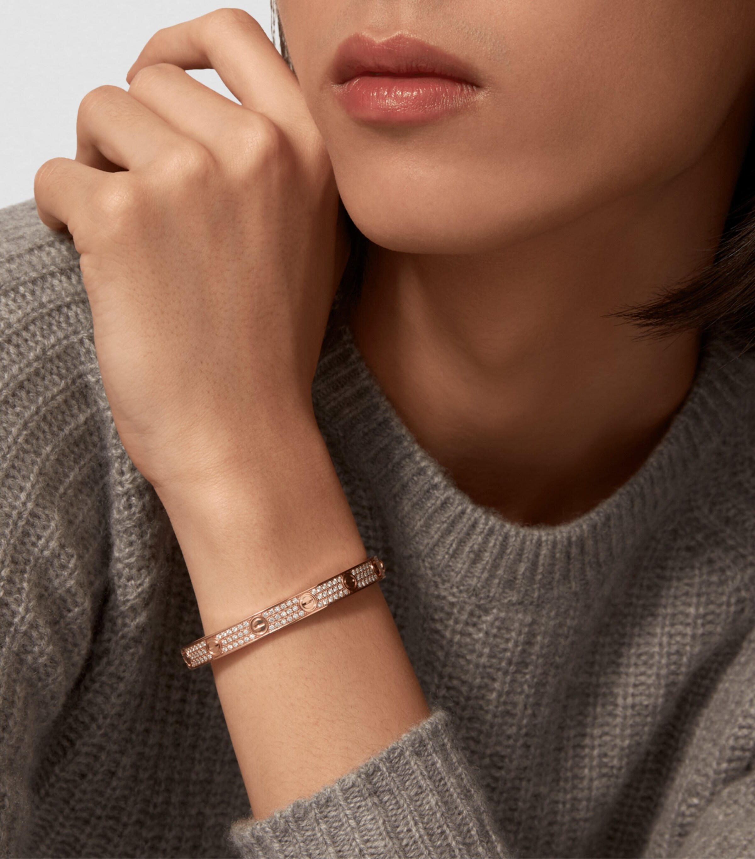 Cartier LOVE Classic Rose Gold and Diamond-Paved Bracelet Rose Gold Image 8
