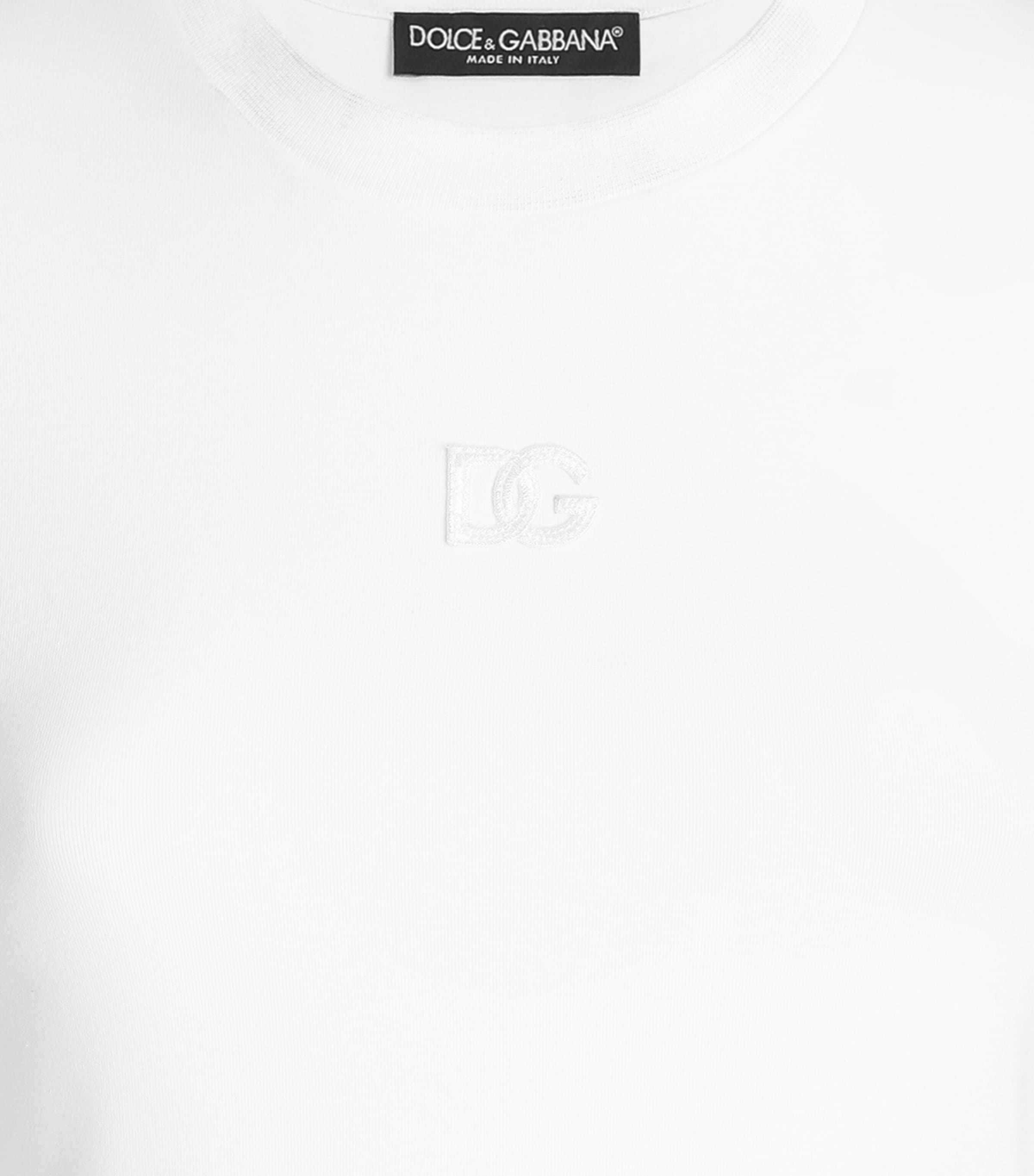 Dolce&Gabbana Womens Cotton Logo T-Shirt Optical White Image 4