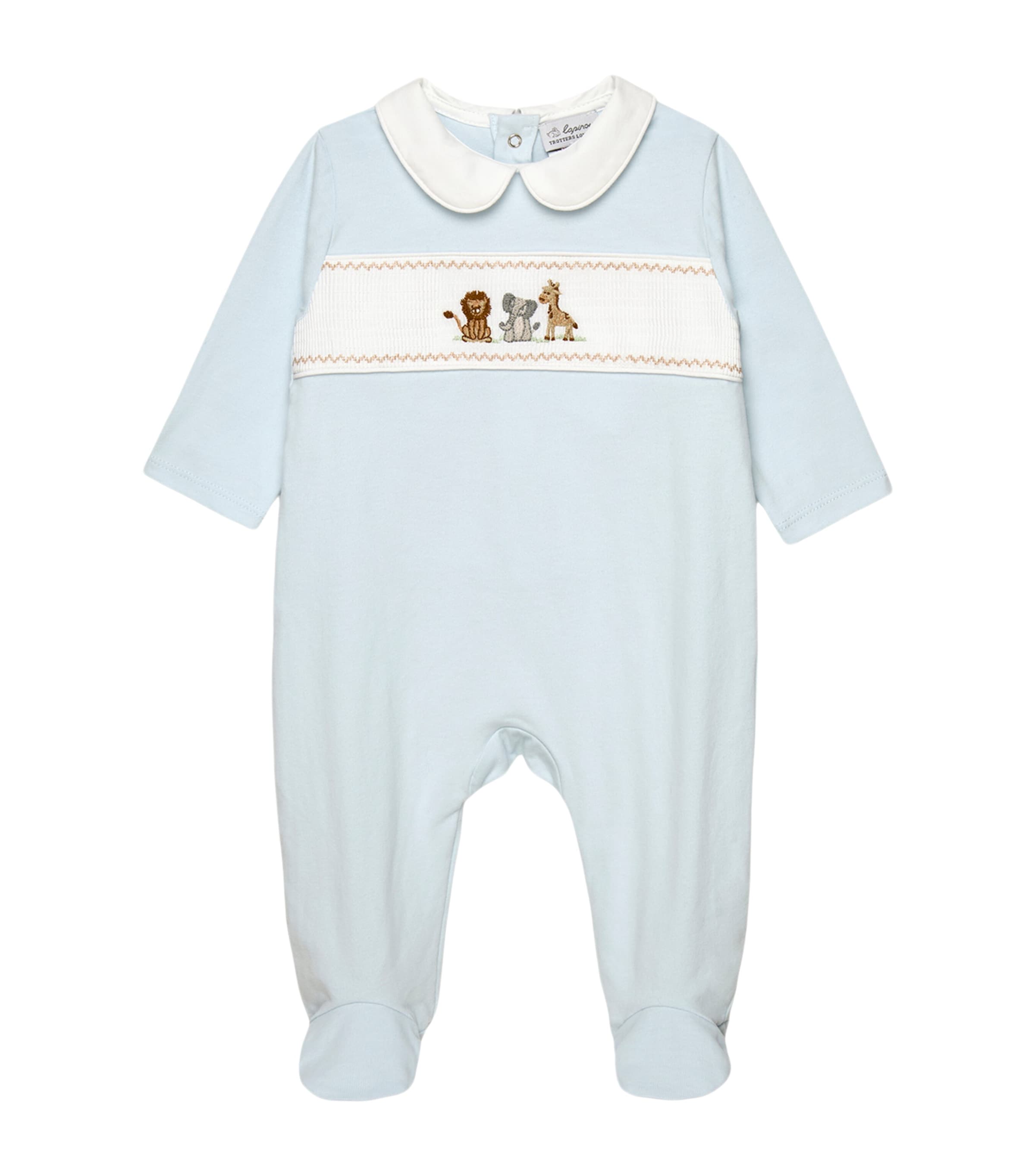 Trotters Stretch-Organic Cotton Augustus & Friends All-In-One (0-12 Months) Pale Blue Image 1