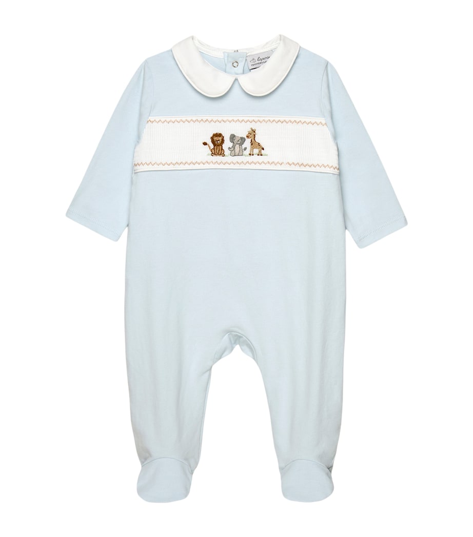 Trotters Stretch-Organic Cotton Augustus & Friends All-In-One (0-12 Months) Pale Blue Image 1