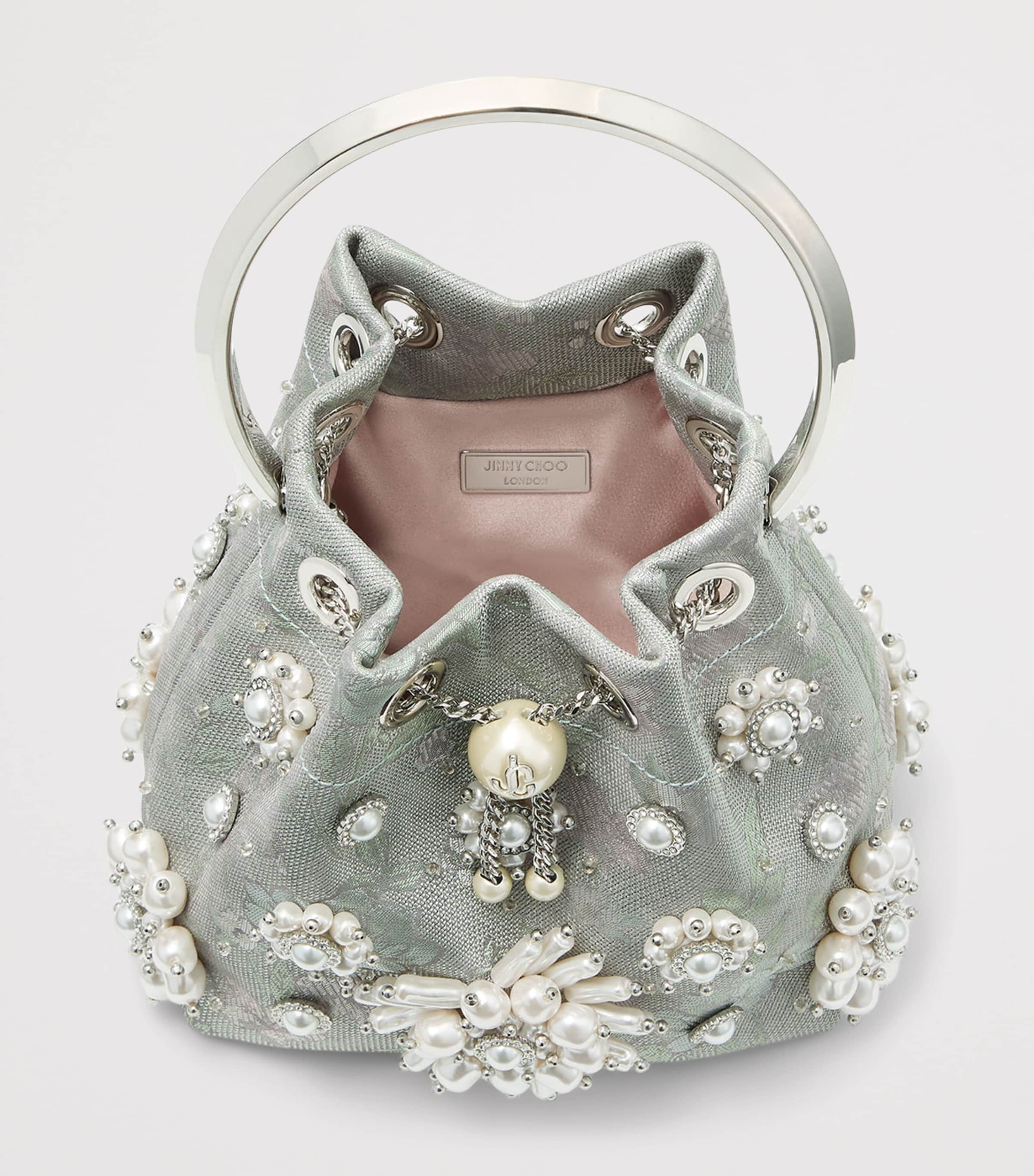 Jimmy Choo Green Beaded Bon Bon Top-Handle Bag | Harrods JP