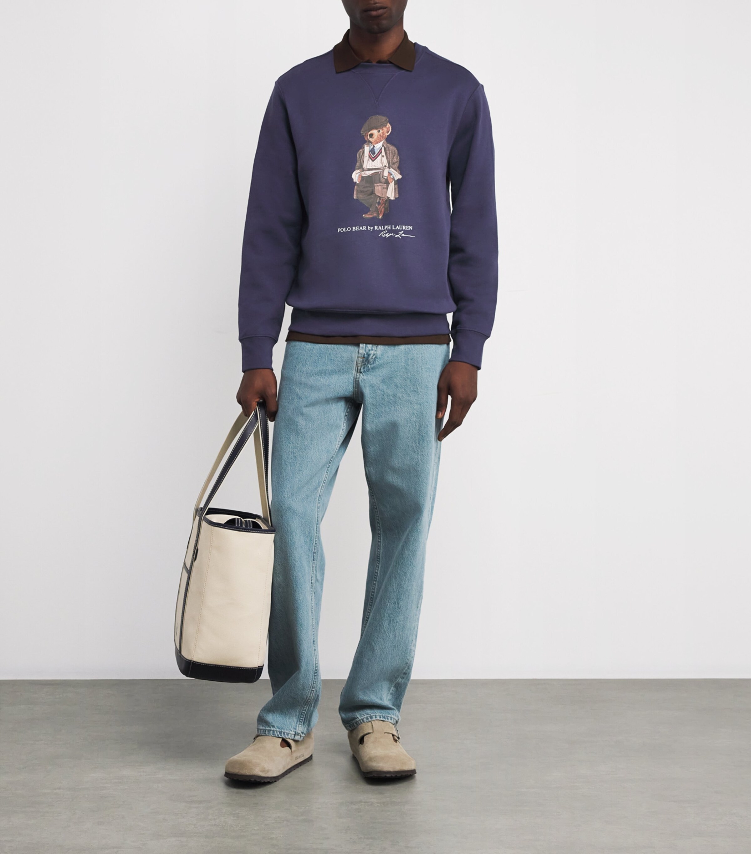 Polo Ralph Lauren Mens Cotton-Blend Heritage Polo Bear Sweatshirt Blue Image 2
