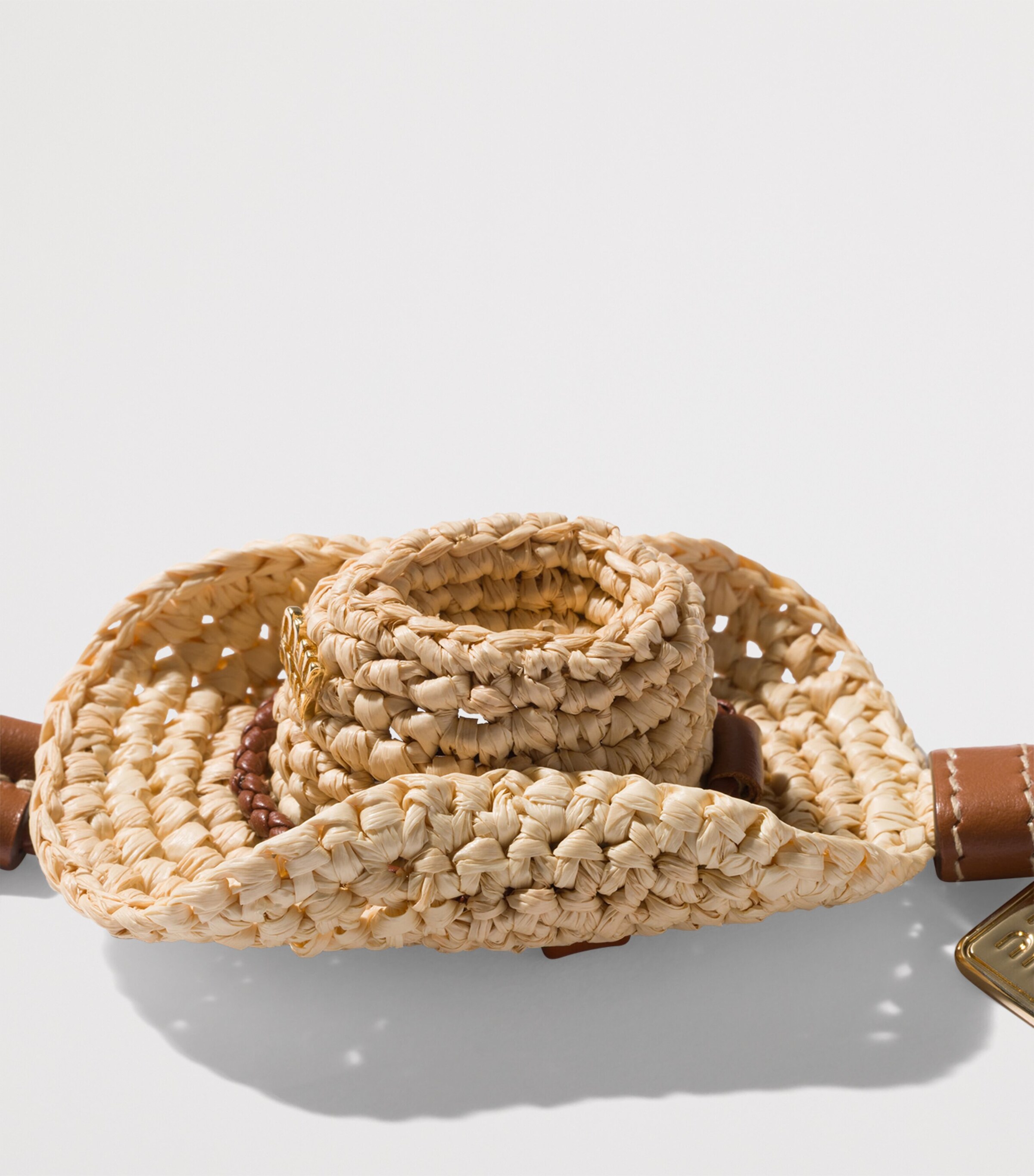 Miu Miu Raffia and Leather Sunhat Keyring Neutral Image 2