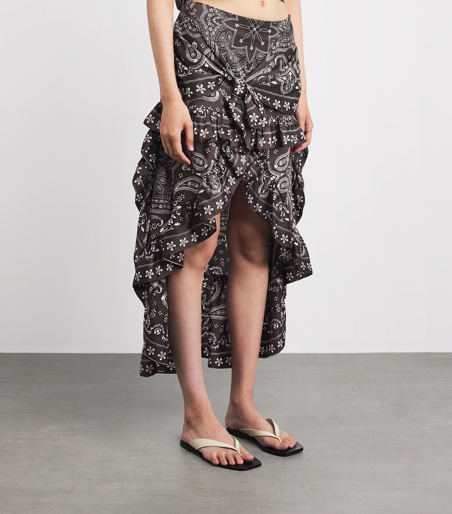 Sandro Paris Womens Satin Bandana Asymmetric Midi Shirt Taupe / White Image 4