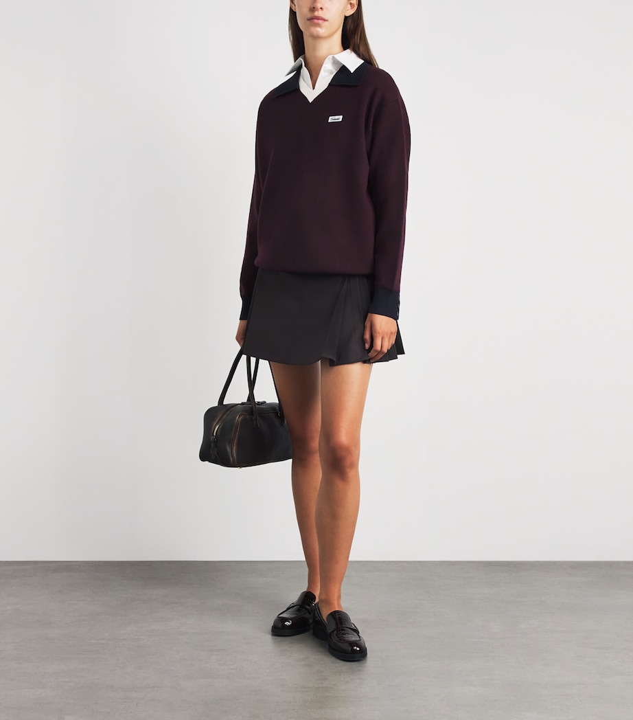 Claudie Pierlot Womens Wool-Blend Polo Sweater Multicolored Image 2