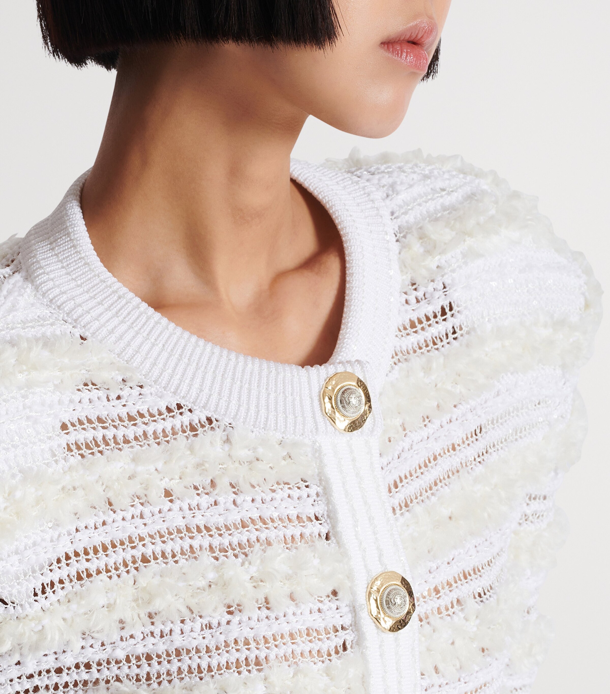 Tweed Cropped Cardigan 0FA BLANC Image 7