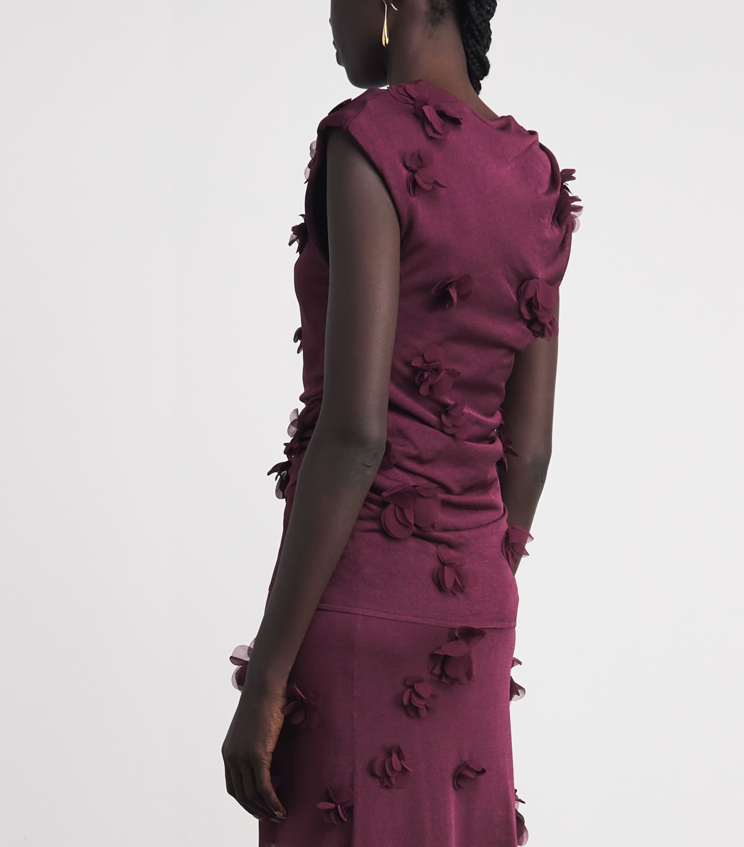 Simkhai Womens Floral Appliqué Tessa Top Fig Image 5
