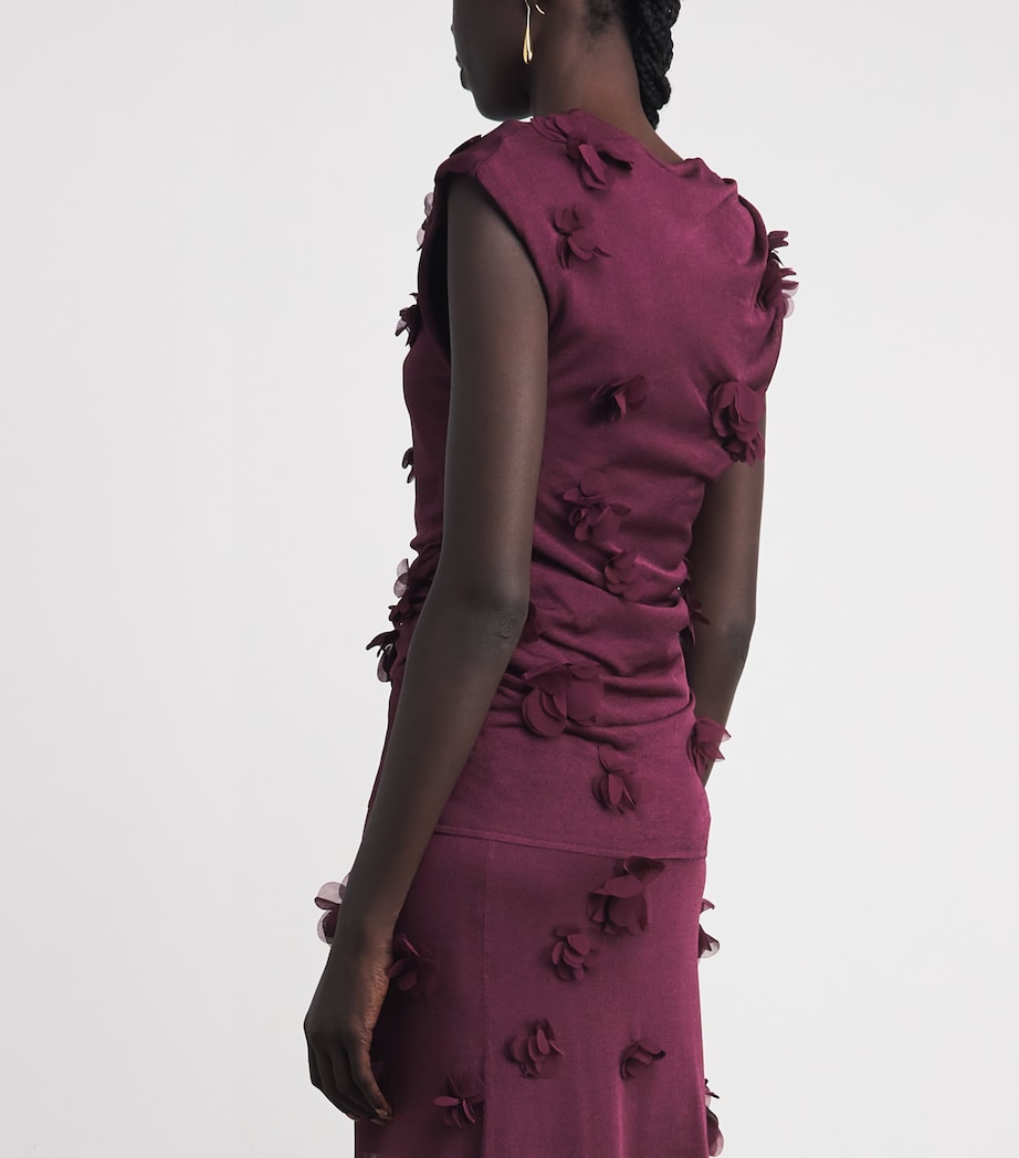 Simkhai Womens Floral Appliqué Tessa Top Fig Image 5