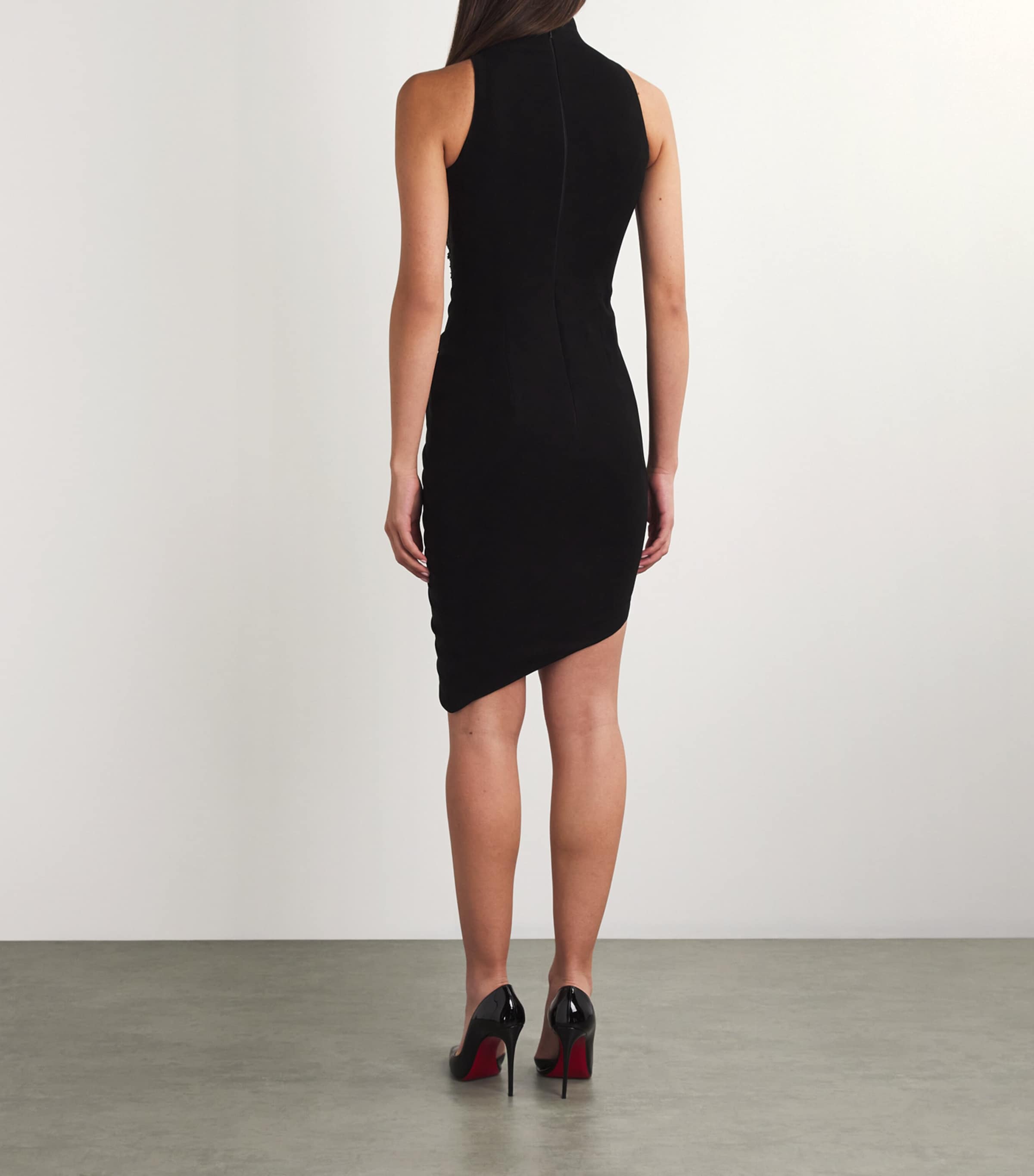 Gaurav Gupta Womens High-Neck Asymmetric Wave Mini Dress Black With Black Image 3