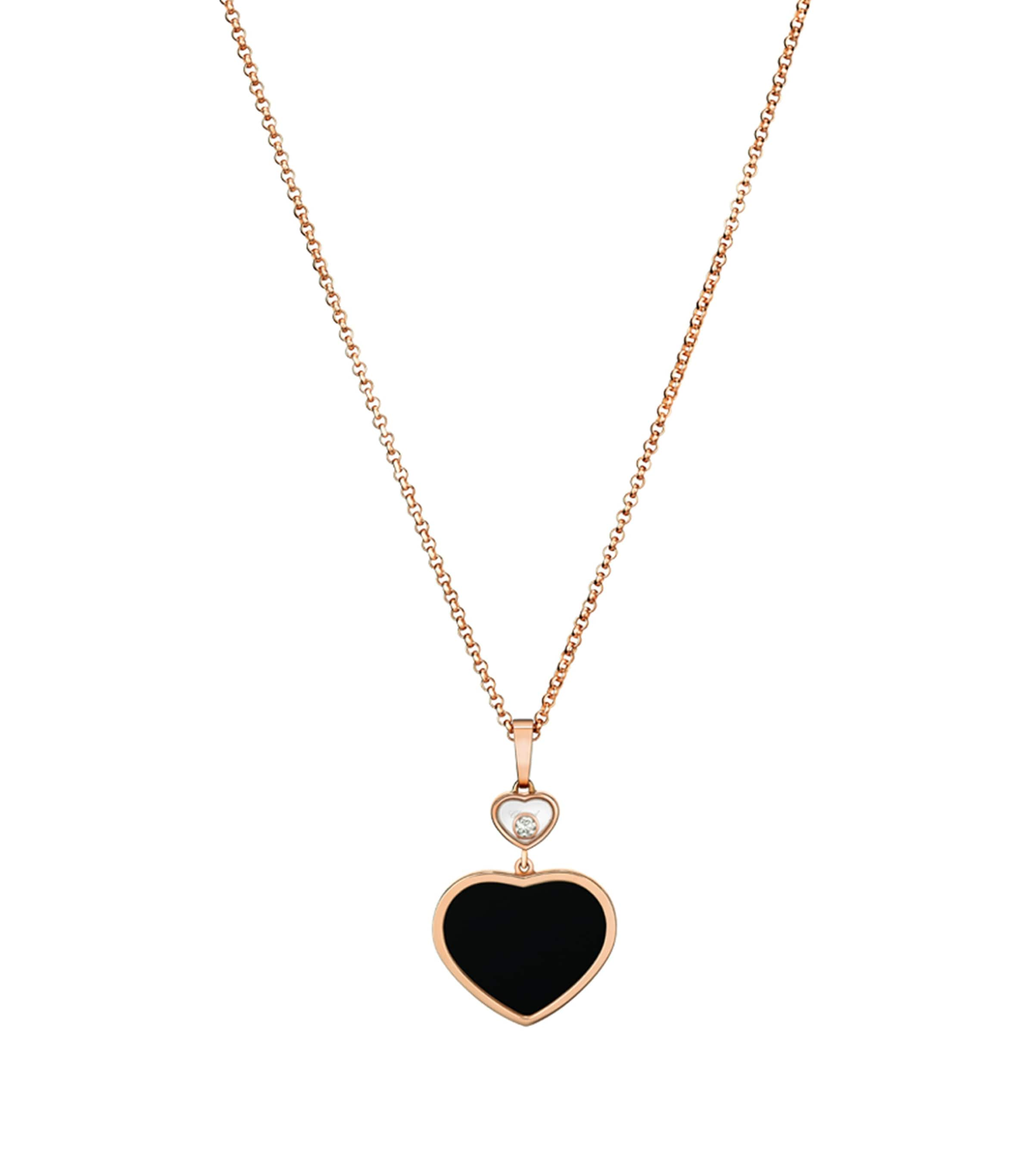 Shop Chopard Rose Gold And Diamond Happy Hearts Pendant Necklace