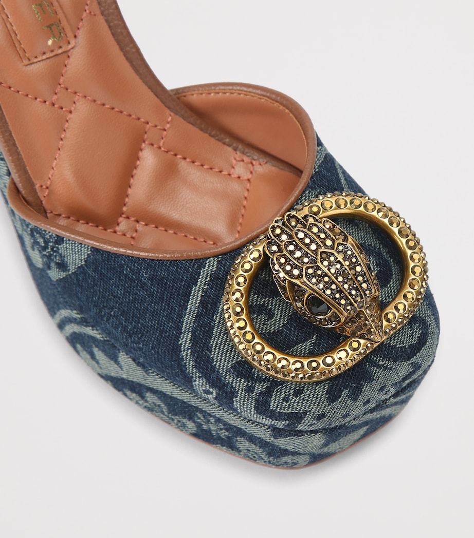 Kurt Geiger London Denim Embellished Chelsea Platform Heels Blue/pal.c Image 2