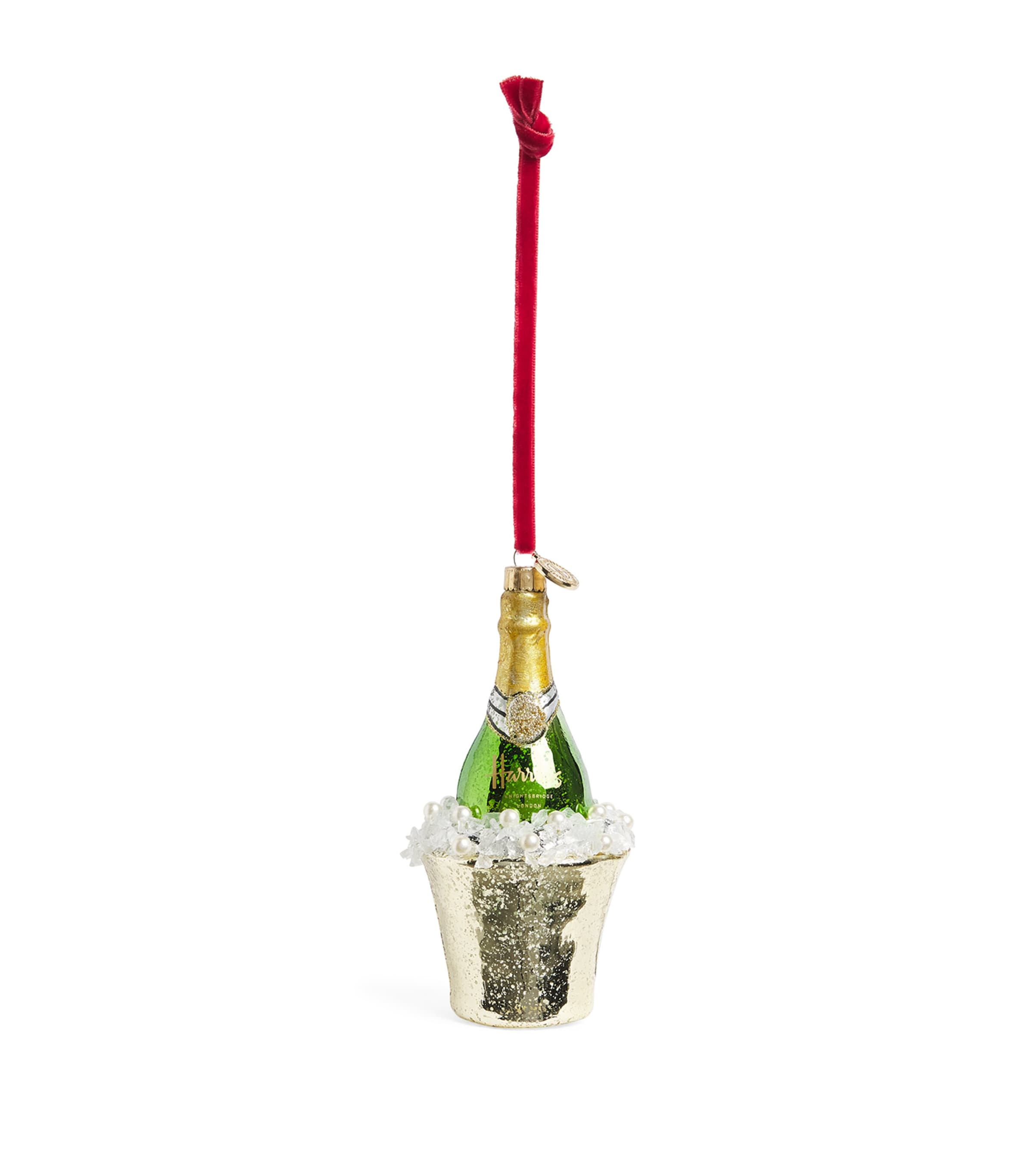 Harrods Champagne Bucket Tree Decoration Champagne/green Image 1