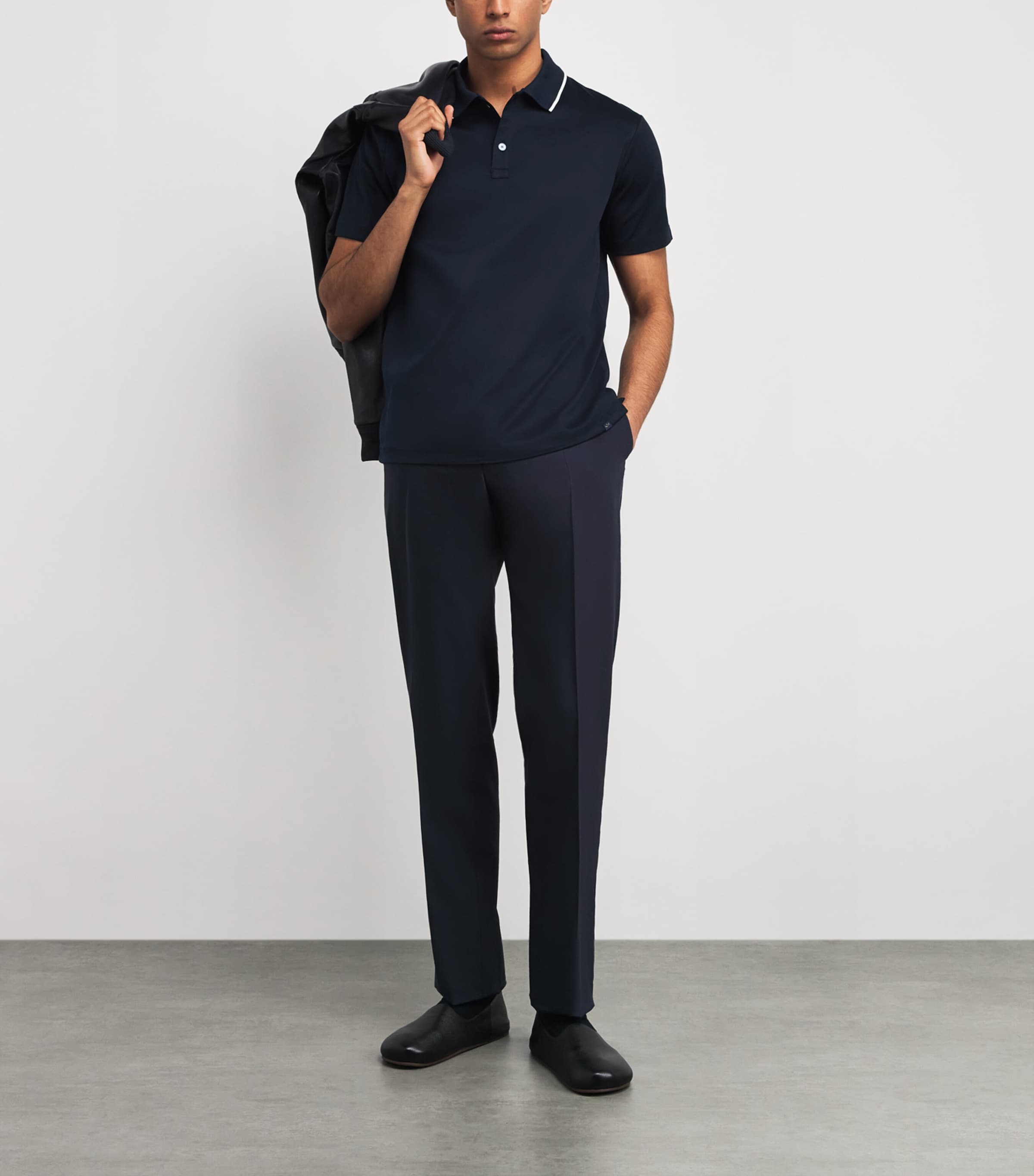 Aqua Touch Cotton Interlock Polo Shirt 013 BLUE Image 2