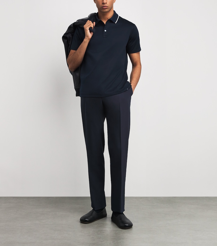 Aqua Touch Cotton Interlock Polo Shirt 013 BLUE Image 2