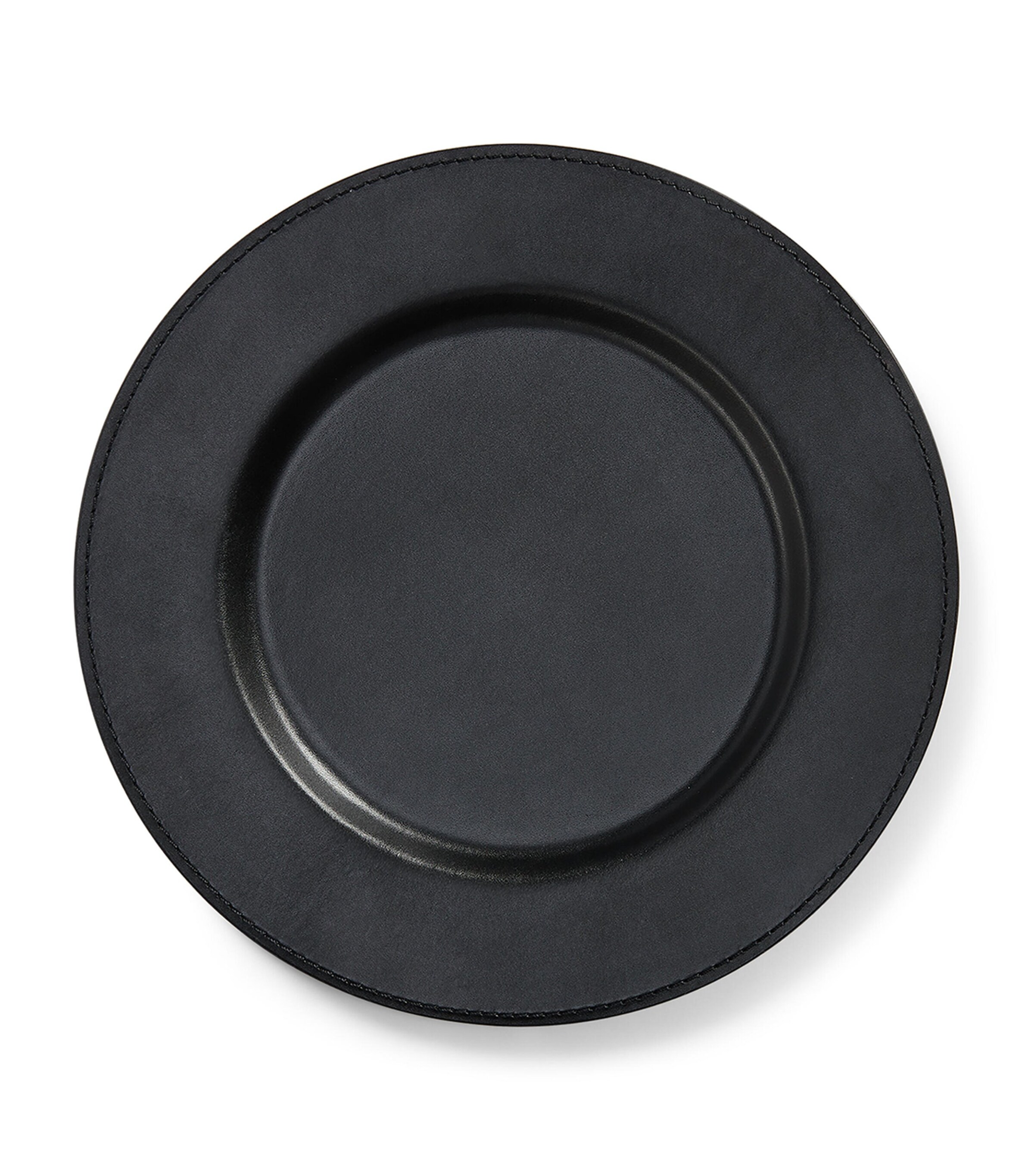 Polo Ralph Lauren Leather Wyatt Charger Plate In Black