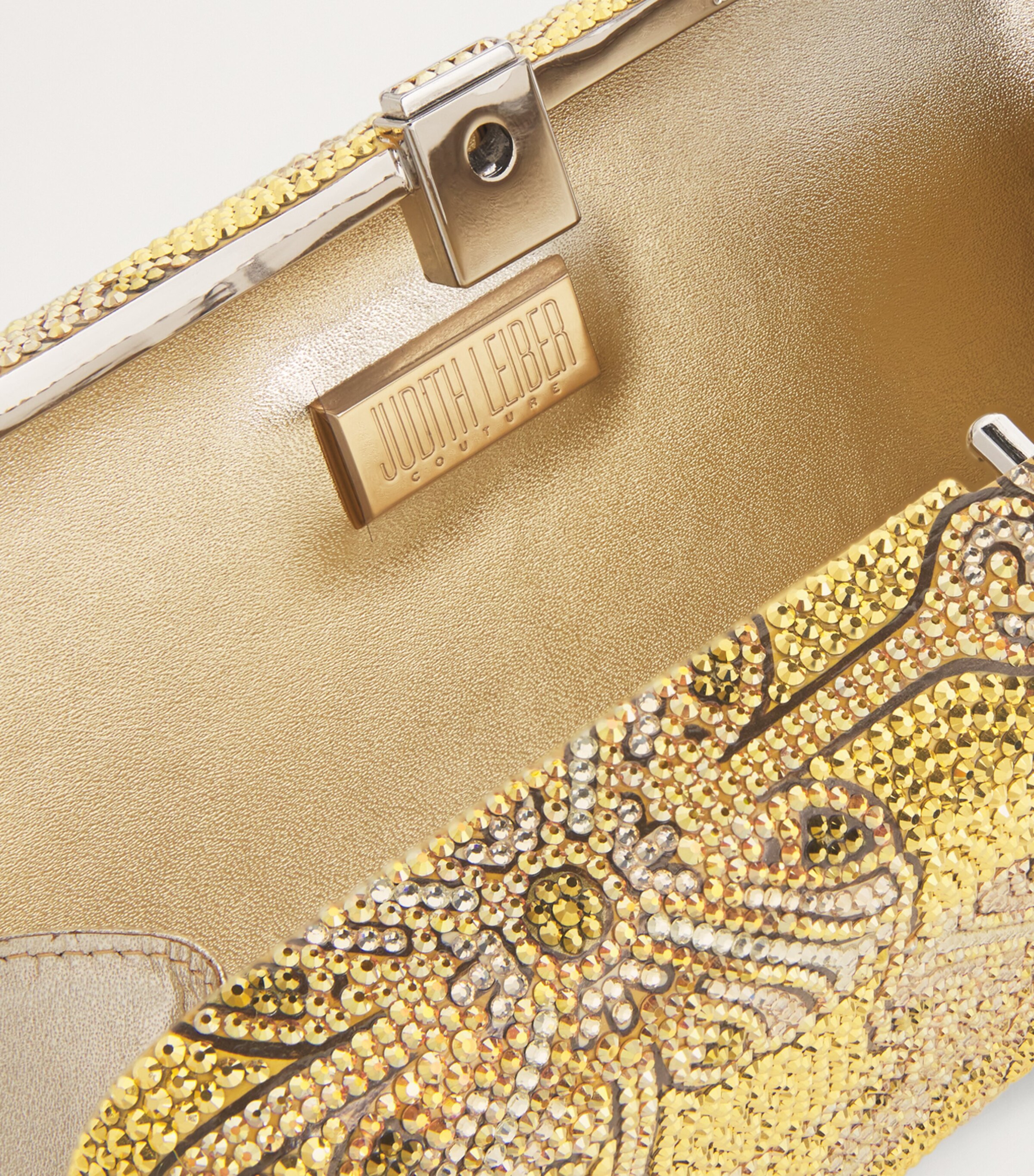 Judith Leiber Crystal Gilded Stamp Clutch Bag Saumt Slvr Arm Mlti Image 3