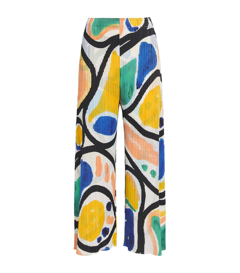 Pleats Please Issey Miyake Multi Printed Roll Wide Trousers | Harrods UK