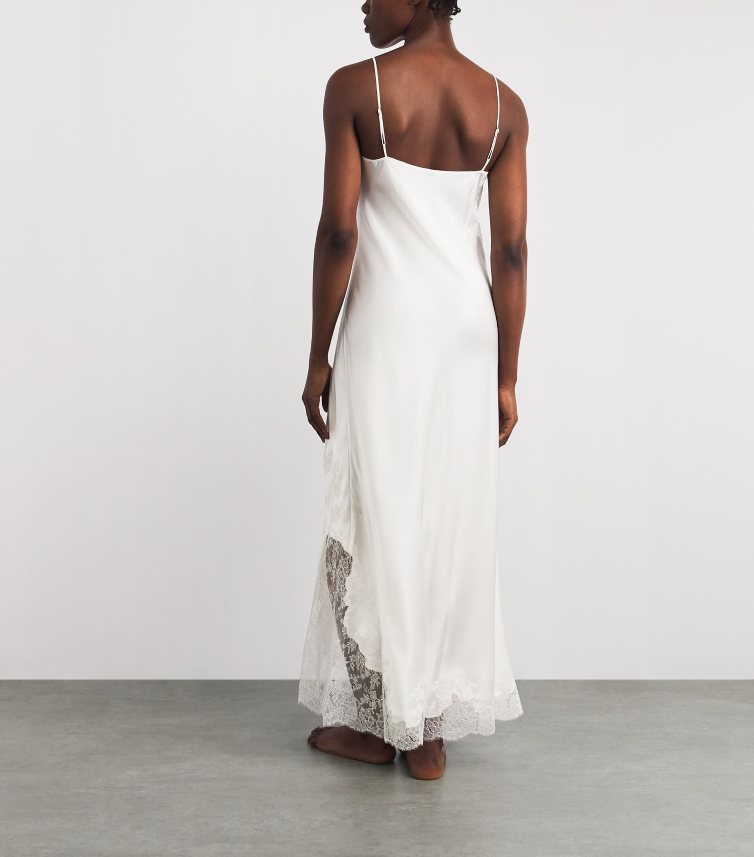 Carine Gilson Womens Silk Lace-Trim Slip Dress Nat/nat Image 4