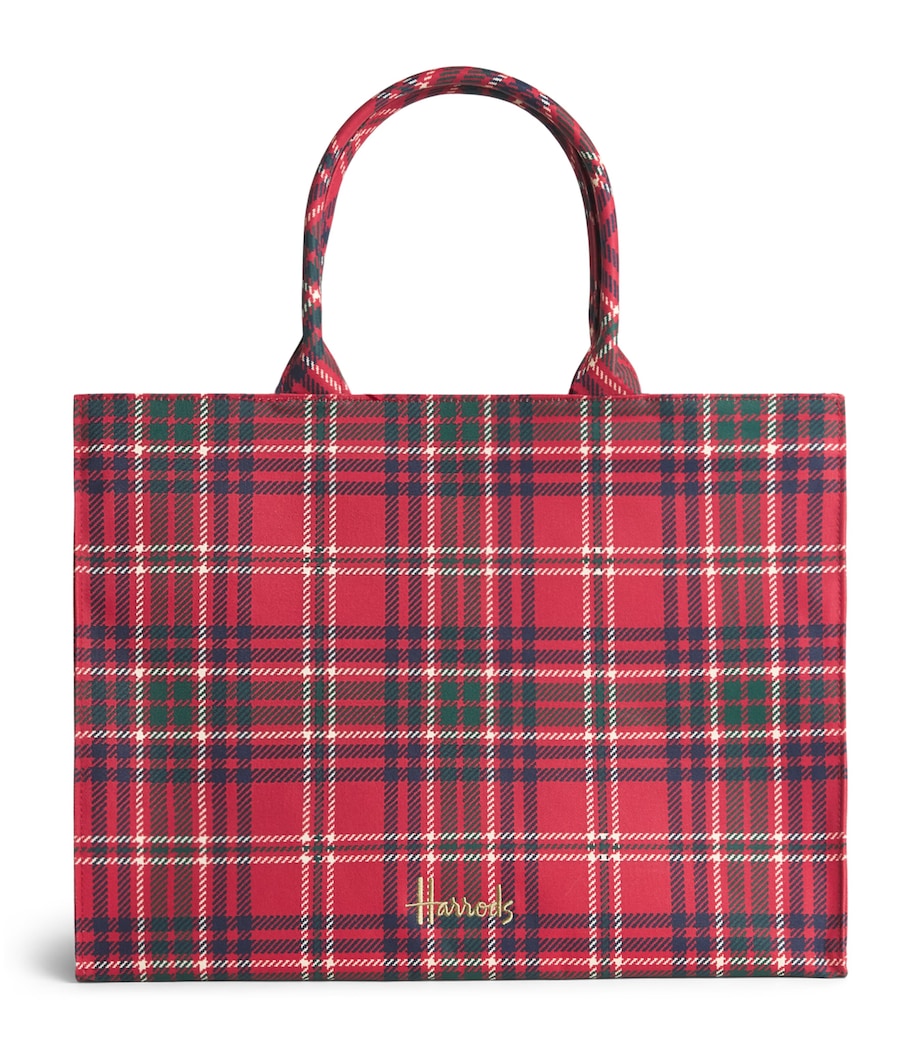 Harrods Tartan Zipped Tote Bag Red Image 1