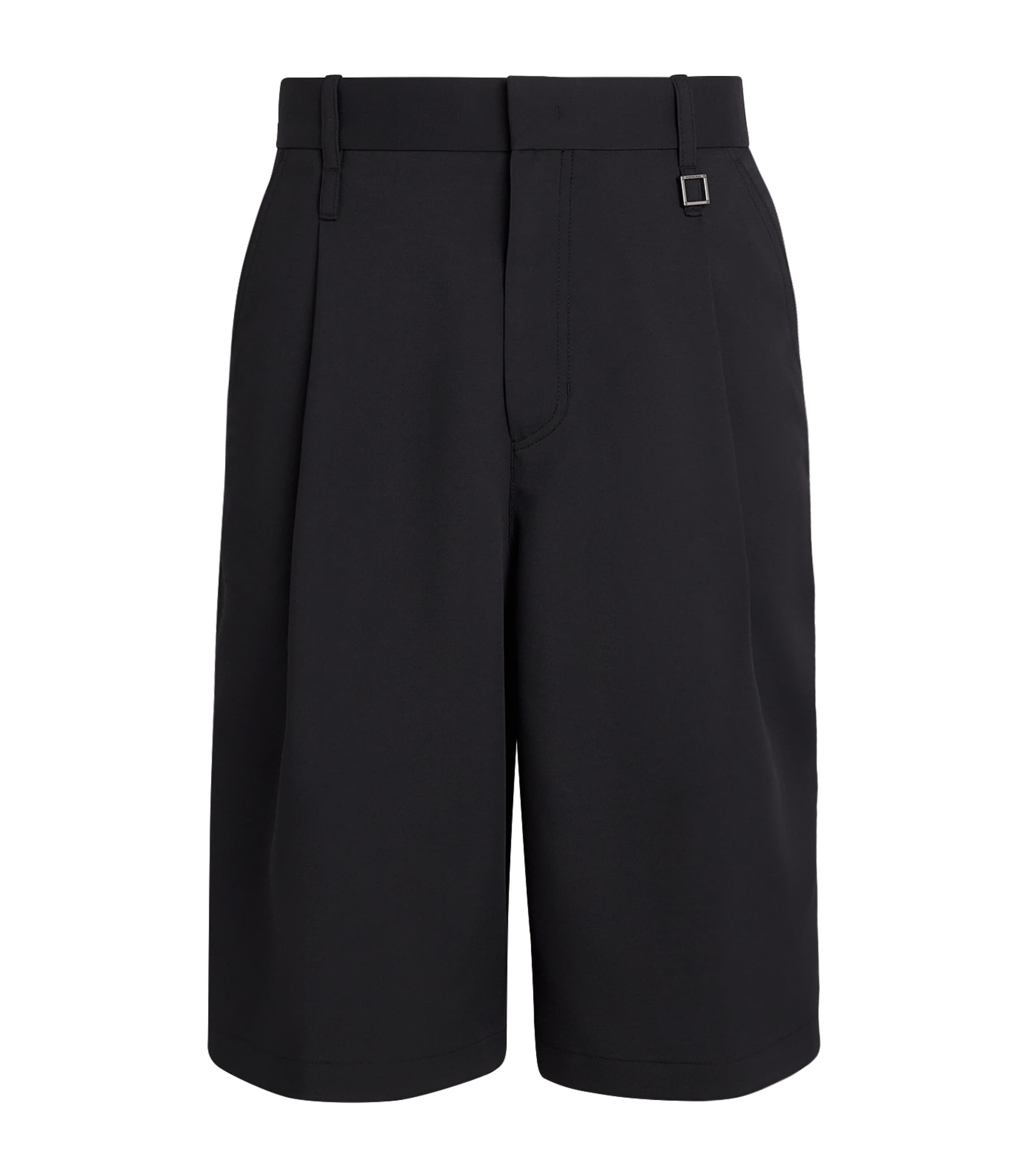 Wooyoungmi Bermuda Shorts With Front And Side Pleats In Black