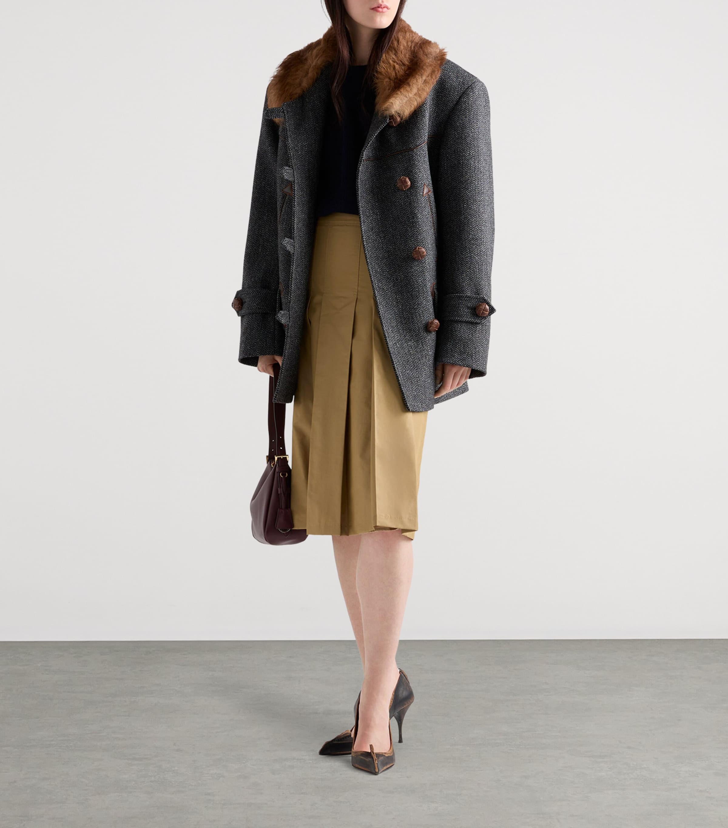 Technical Pleated Midi Skirt F0594 Image 2