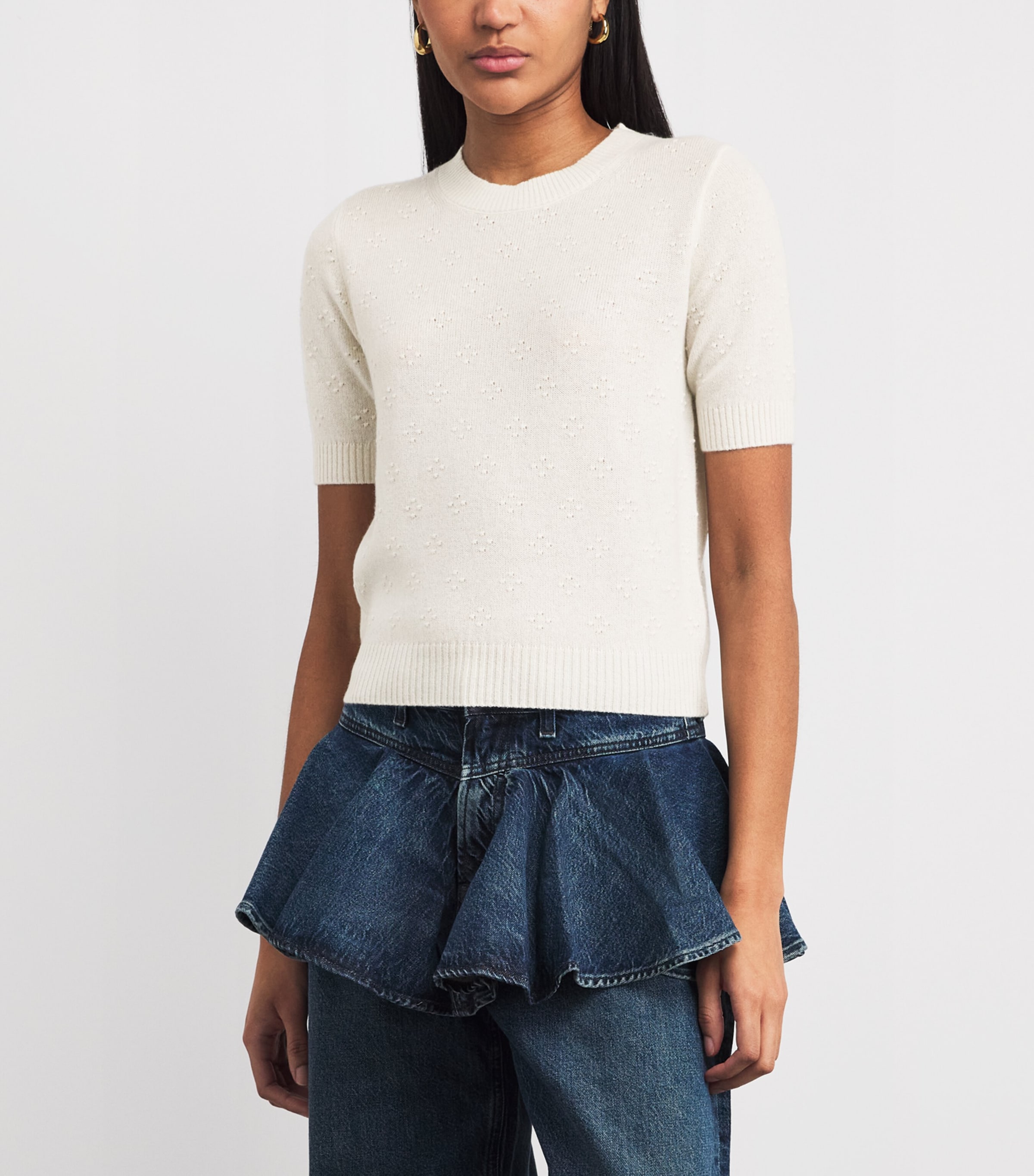 Guest In Residence Womens Cashmere Compass Shrunken Sweater Cre Cream Image 4