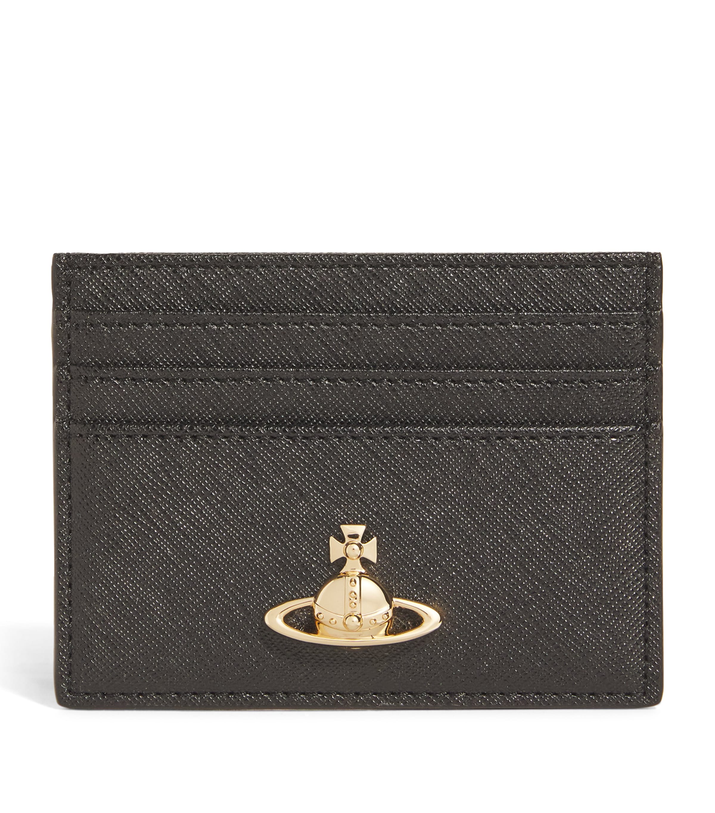 Shop Vivienne Westwood Leather Orb Card Holder In Black