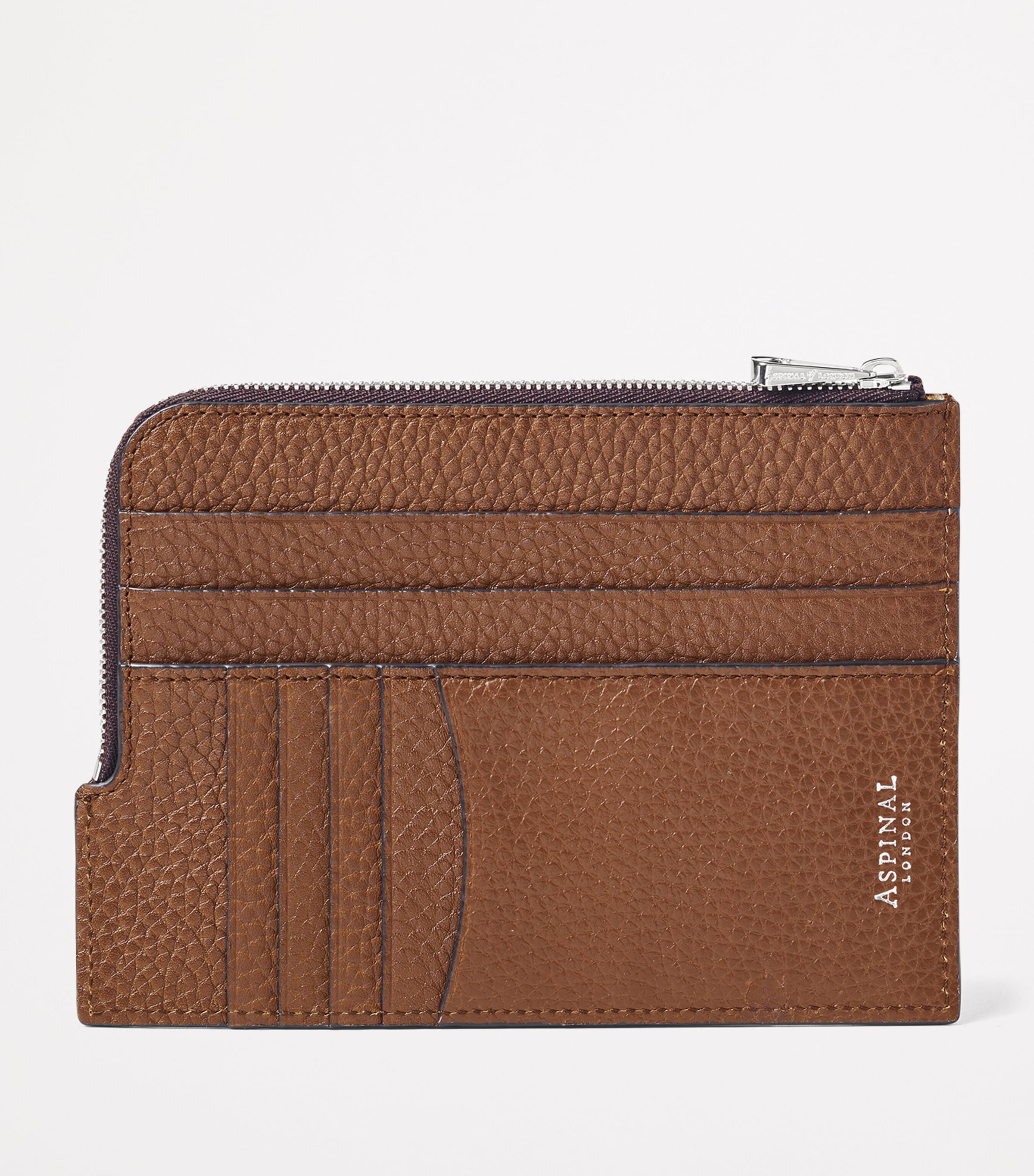 Leather Zipped Travel Wallet TOBACCO Image 3