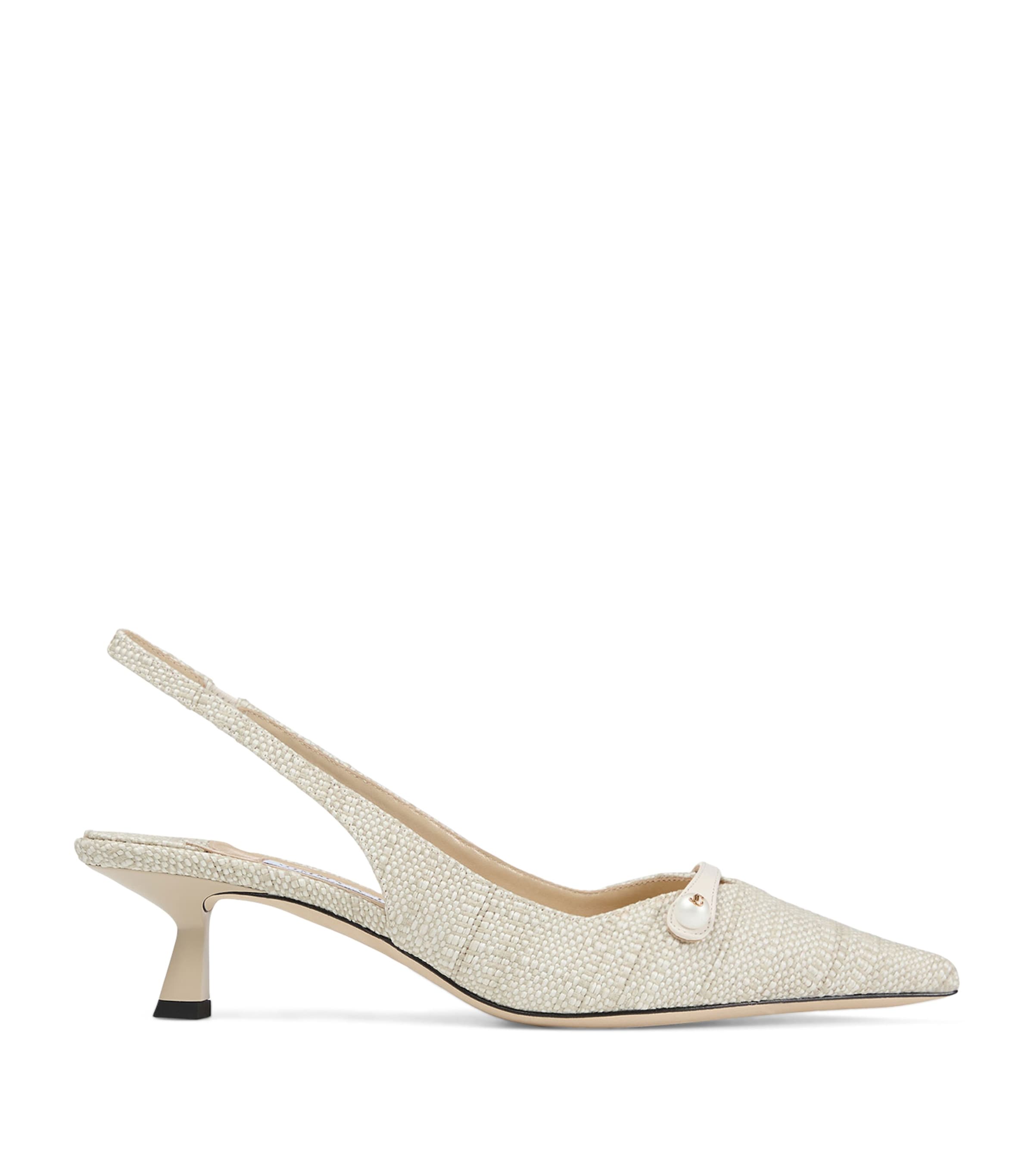 Jimmy Choo Womens Amita 45 Woven Slingback Pumps Natural Image 1