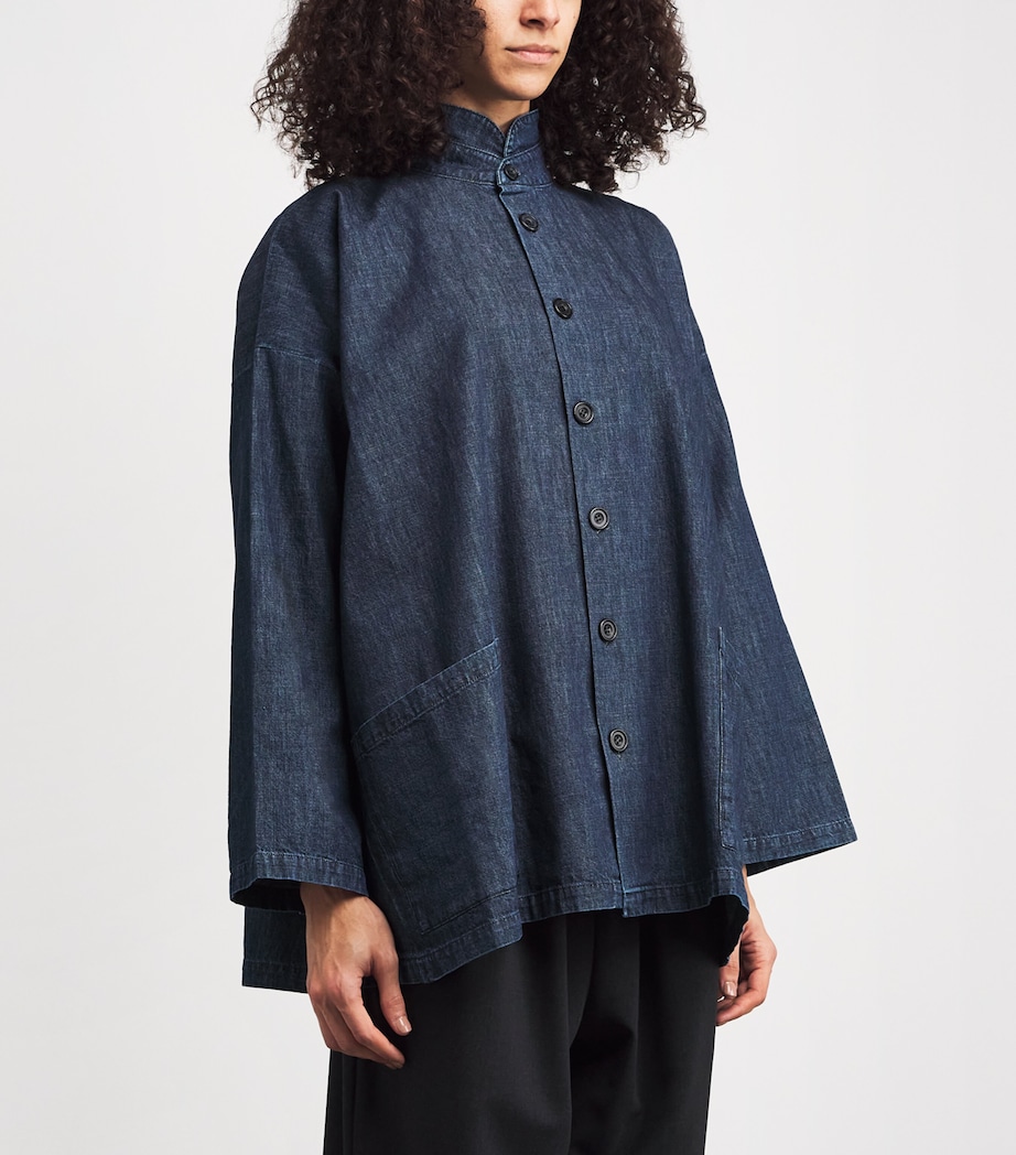 Denim Double Stand-Collar Shirt JEANDARK Image 3