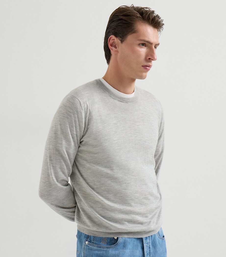 Brunello Cucinelli Mens Cashmere-Silk Crew-Neck Sweater Image 5