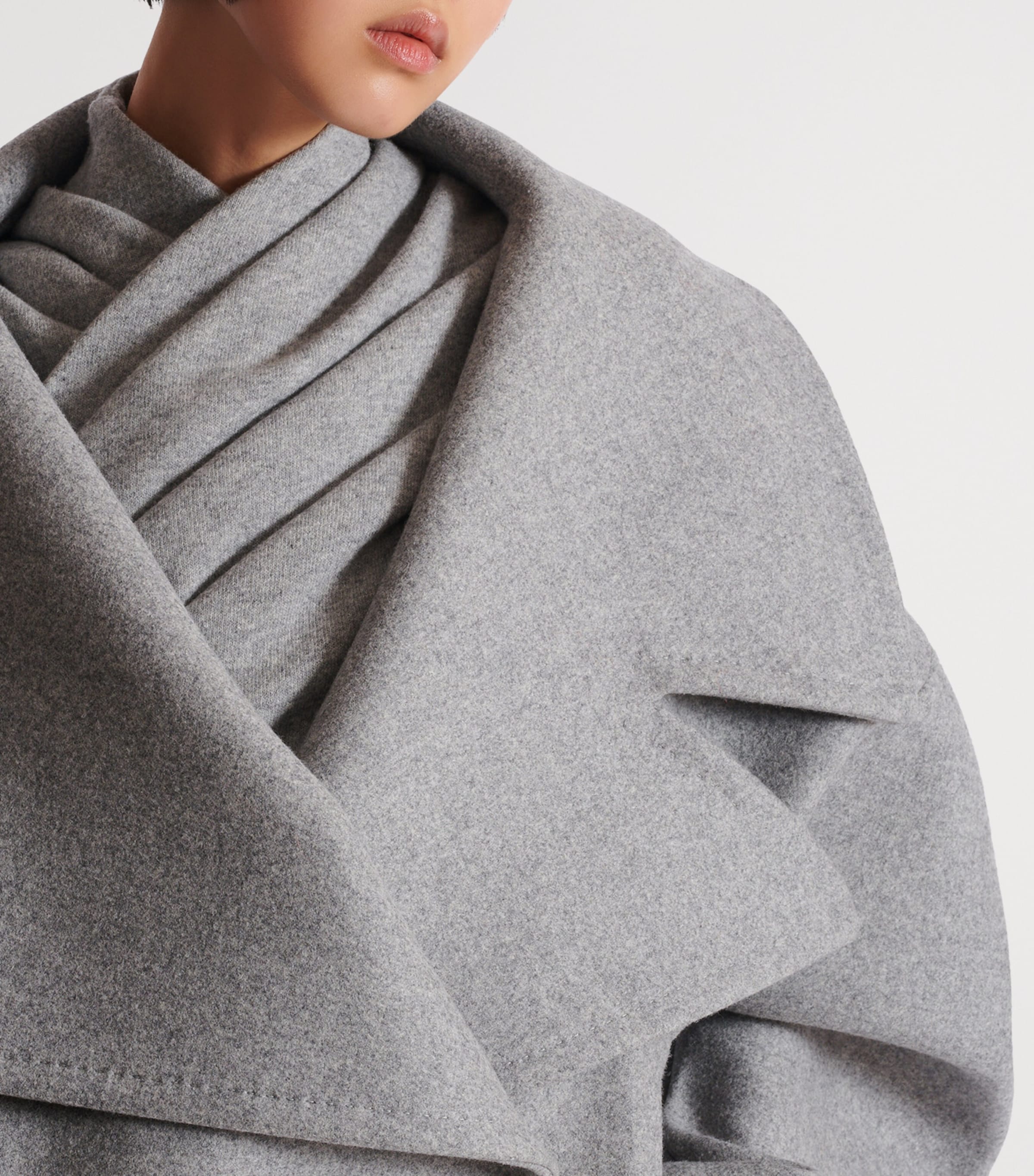 Wool-Cashmere Oversized Pea Coat 9AF GRIS CLAIR Image 7