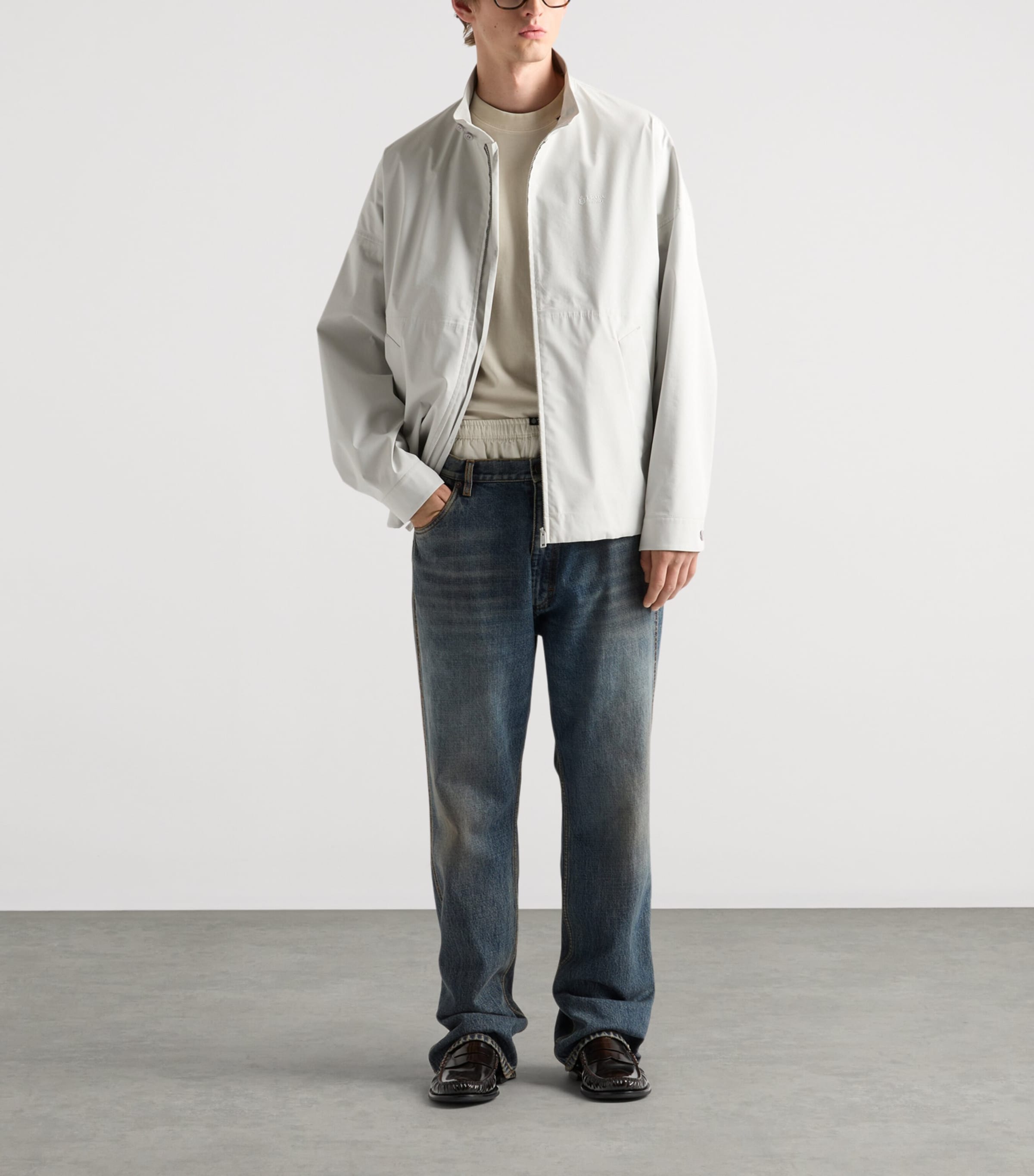 Prada Mens Technical Fabric Logo Jacket Neutral Image 2