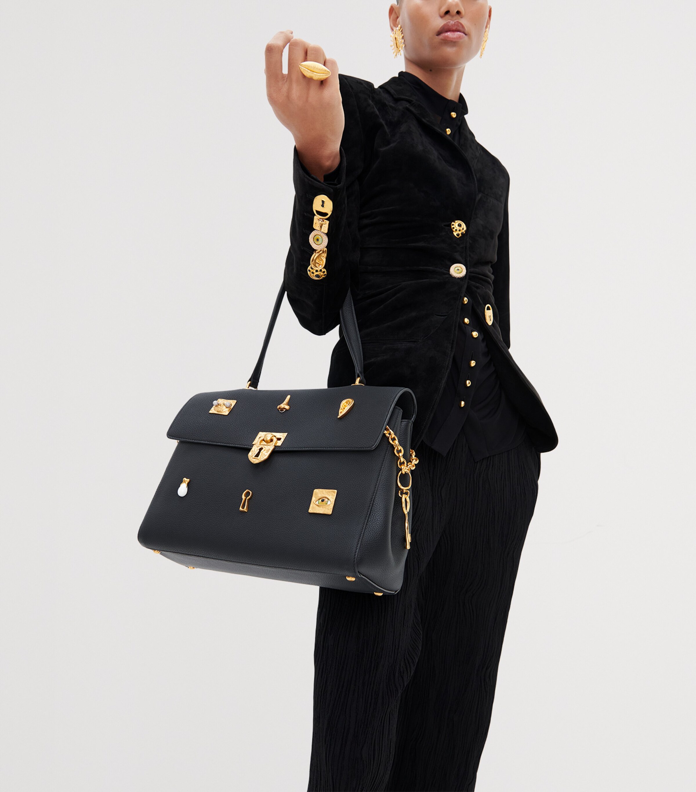 Schiaparelli Womens Wool Draped Blazer Black Image 4