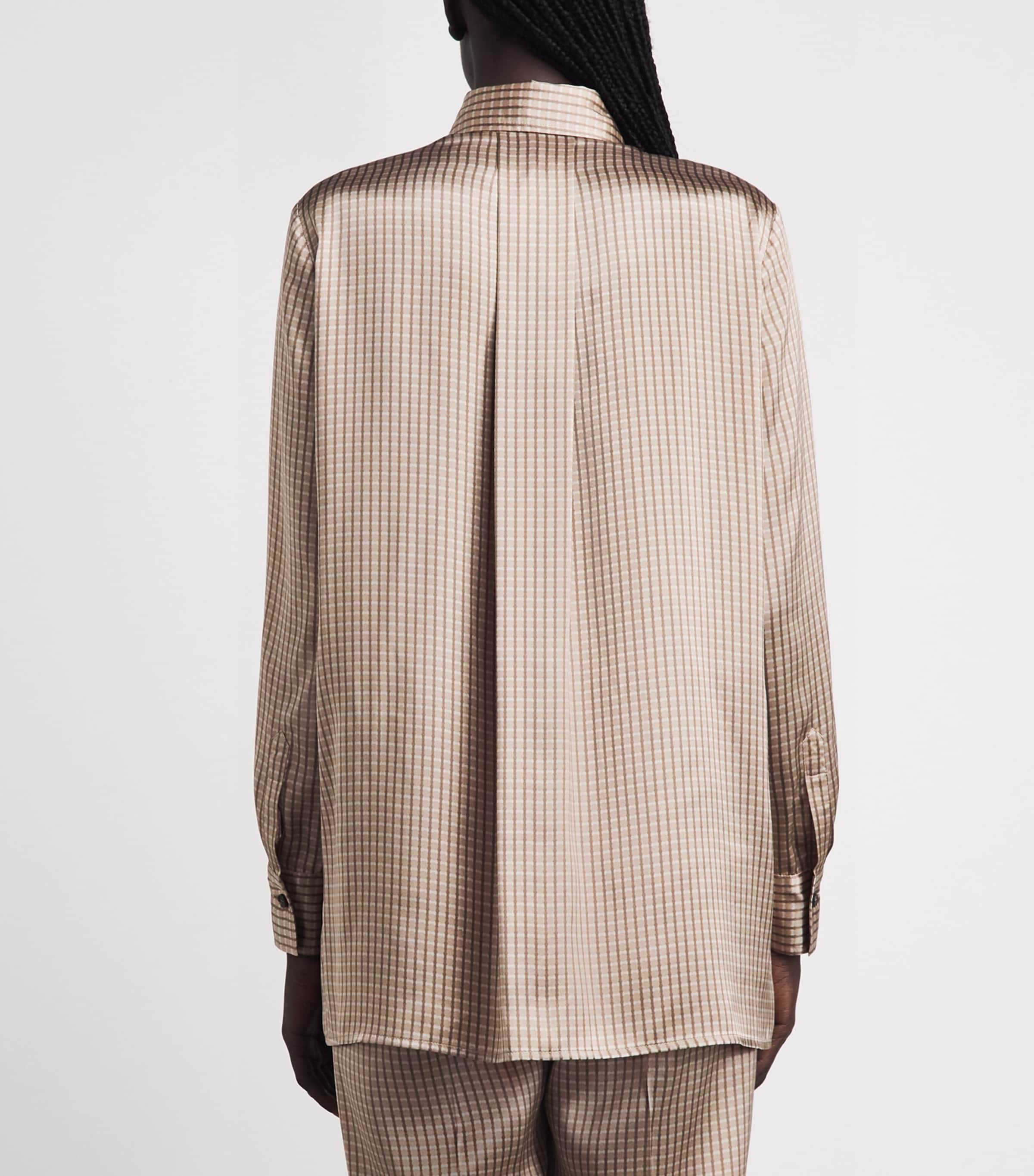 Kiton Womens Silk Printed Shirt Light Brown Print Image 5