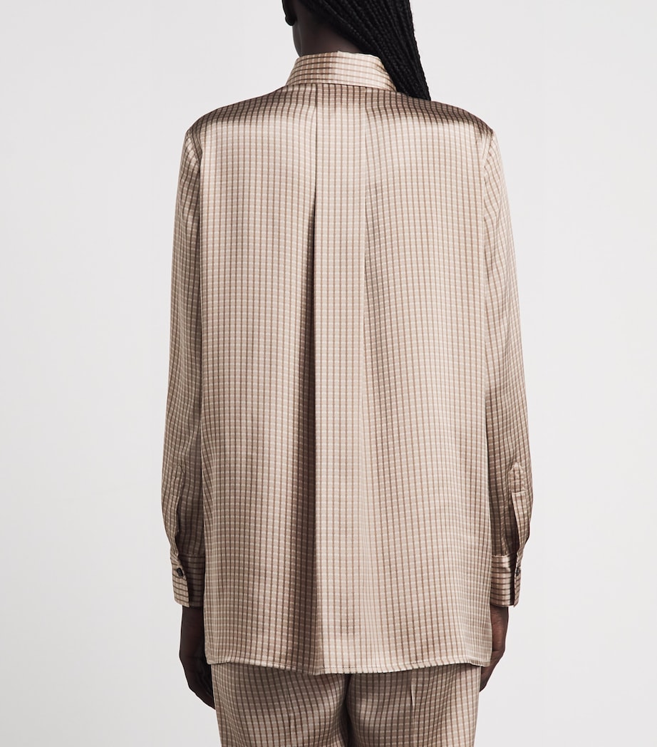 Kiton Womens Silk Printed Shirt Light Brown Print Image 5