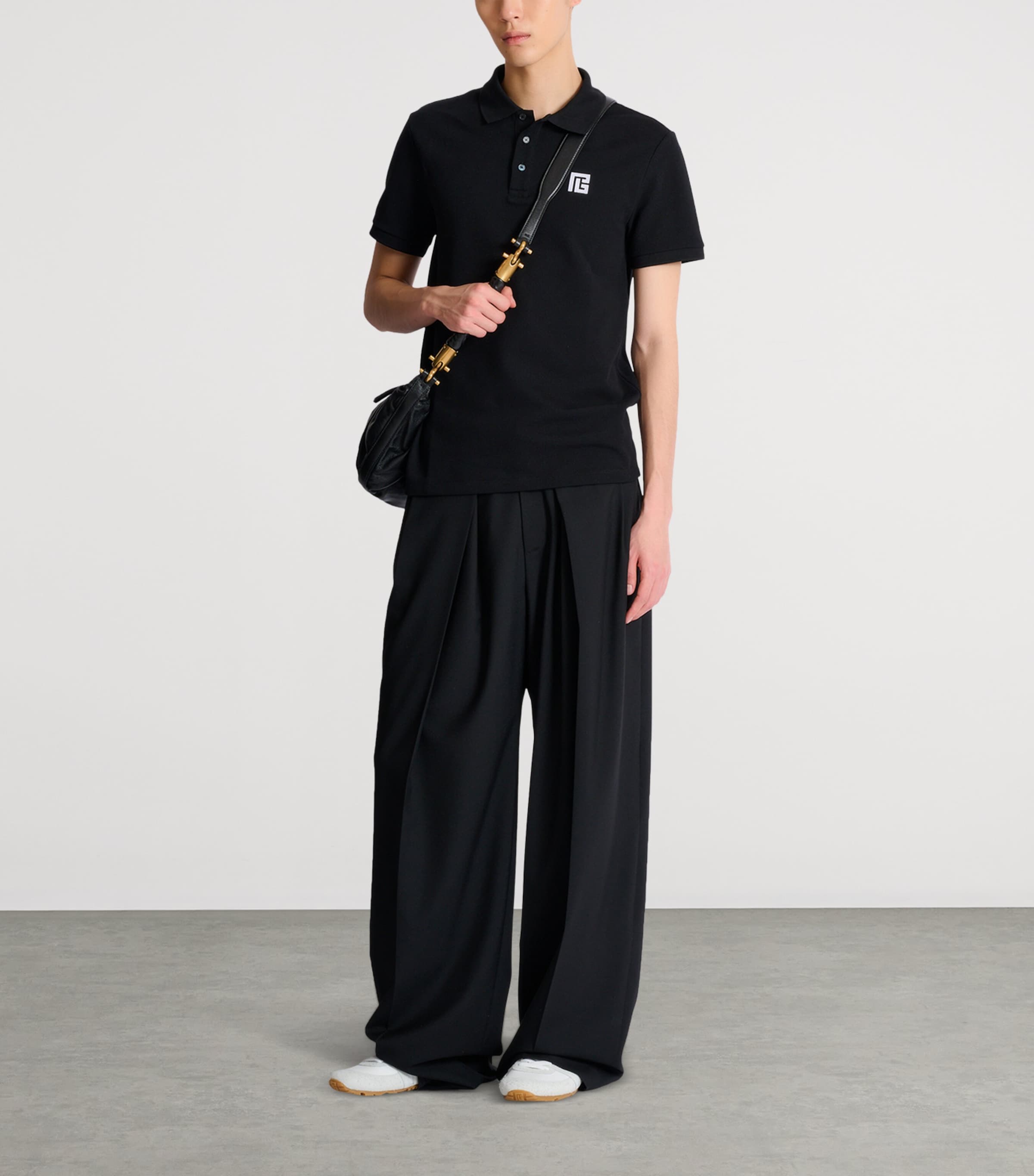 Cotton Logo-Embroidered Polo Shirt EAB NOIR/BLANC Image 3