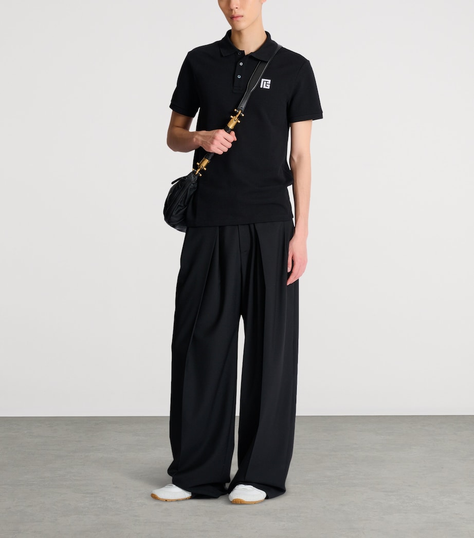 Cotton Logo-Embroidered Polo Shirt EAB NOIR/BLANC Image 3