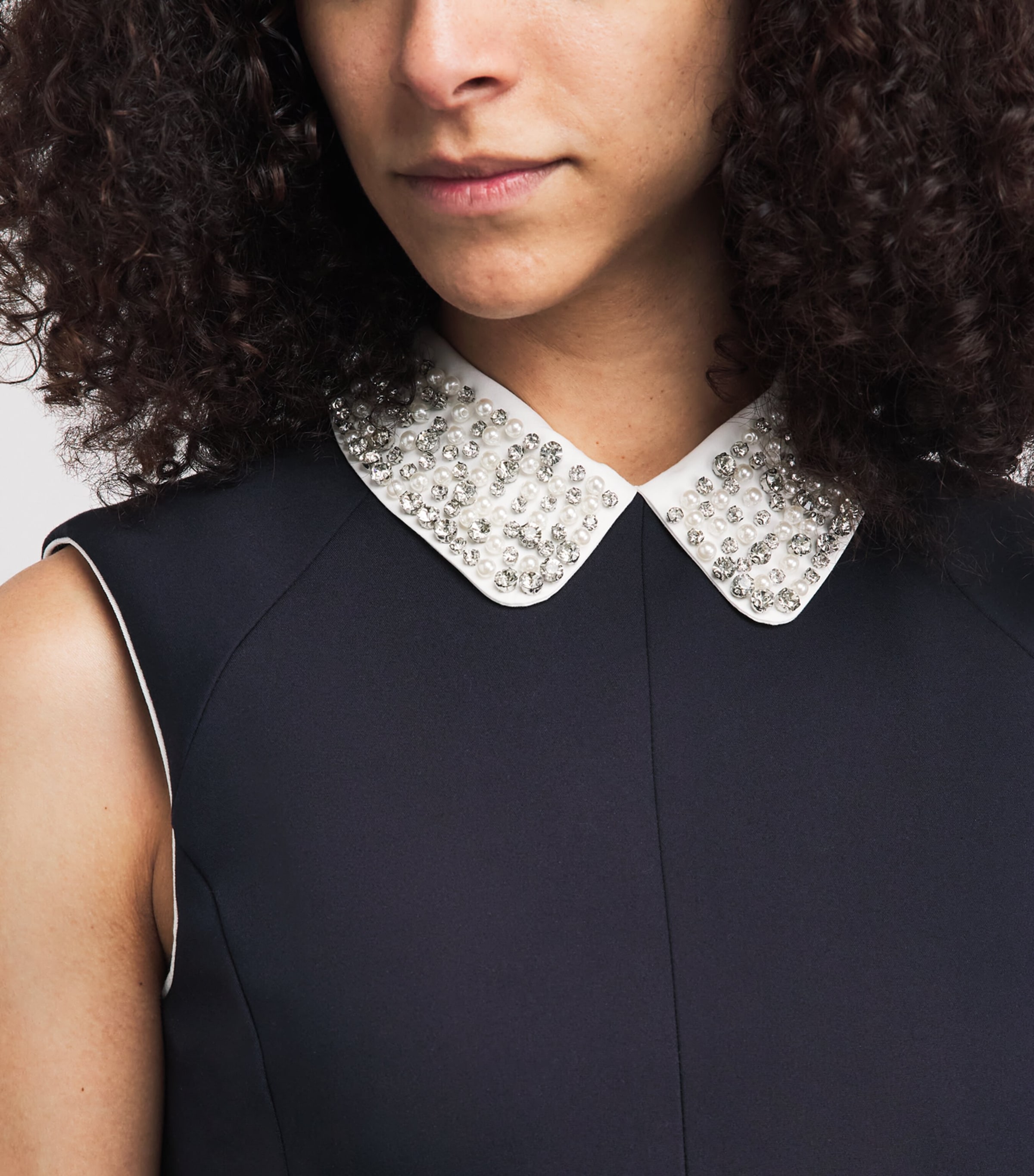 Maje Womens Embellished Collar Mini Dress Navy Image 3