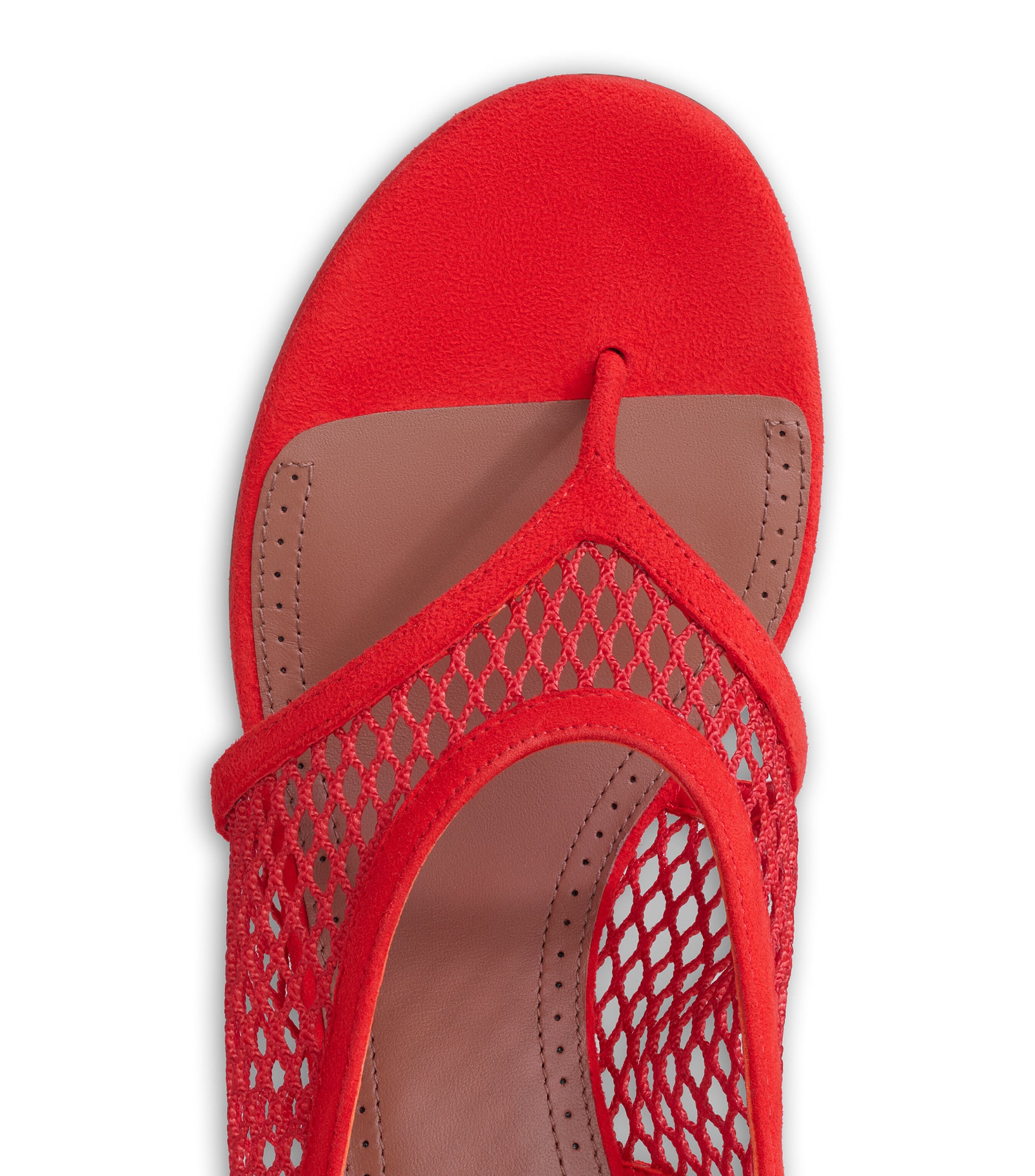 Alaïa Fishnet Heeled Sandals 55 Orange Red Image 4