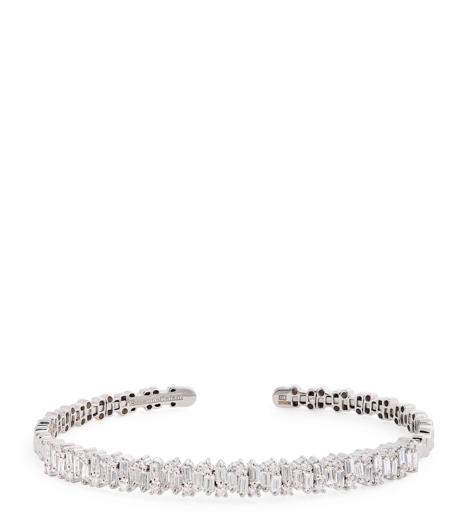 Small White Gold and Diamond Classic Fireworks Bangle 18K WG/WD Image 1