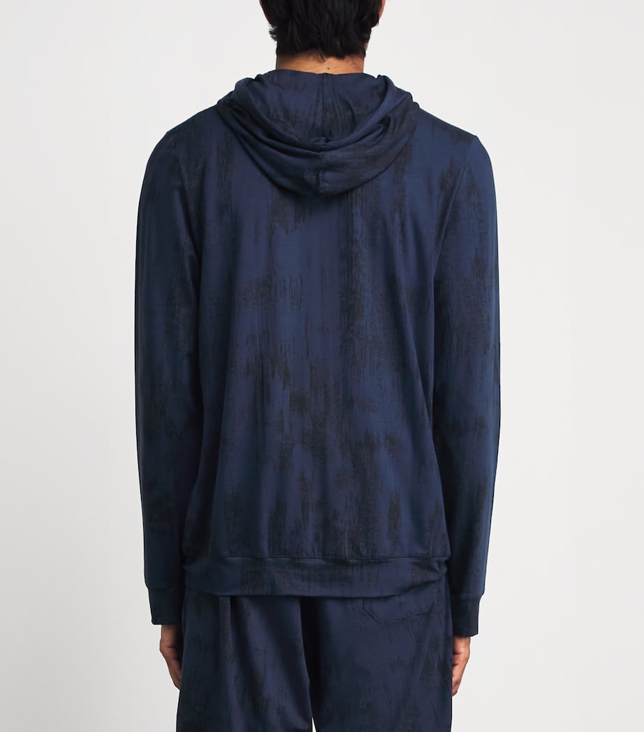 Derek Rose Mens Micro Modal Zip-Up Hoodie Nav Image 5