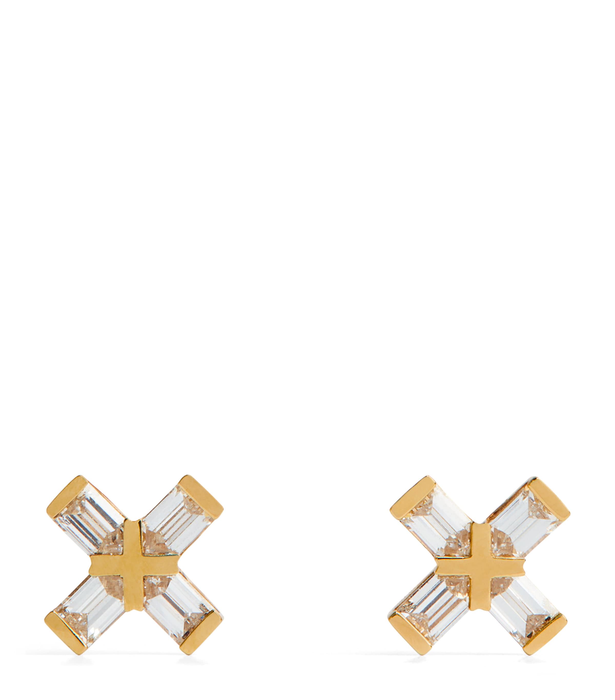 Eva Fehren Yellow Gold And Diamond Exploding X Stud Earrings In Gold